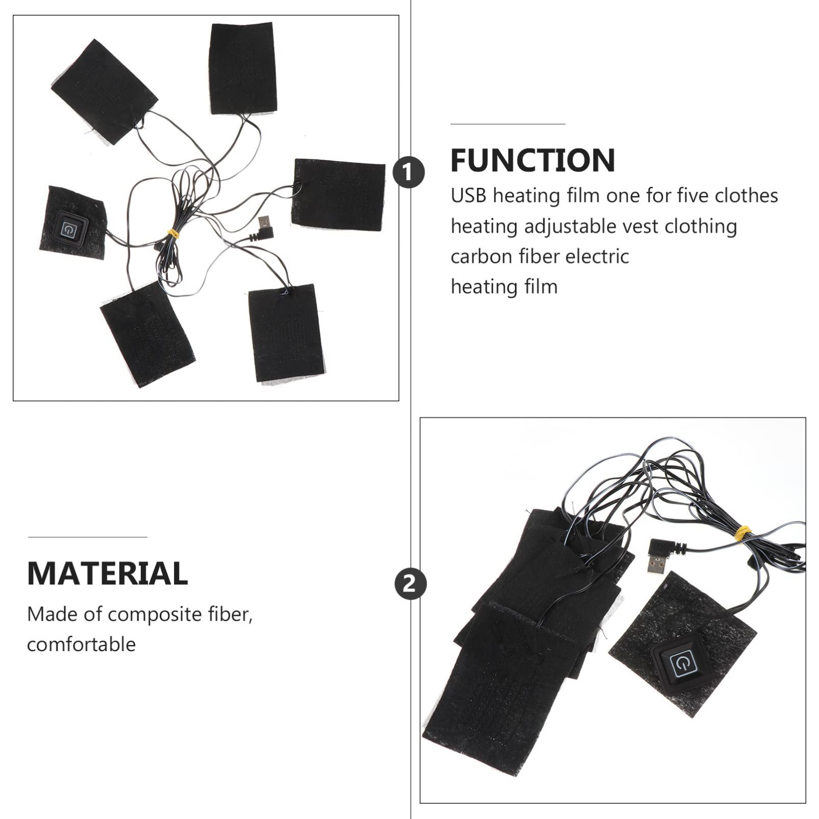 1 Piece USB Electric Heating Pad for Clothes - Winter Heated Vest & Clothing Warmer with Carbon Fiber Technology - Perfect for Outdoor Activities, Camping, and Cold Weather Wear