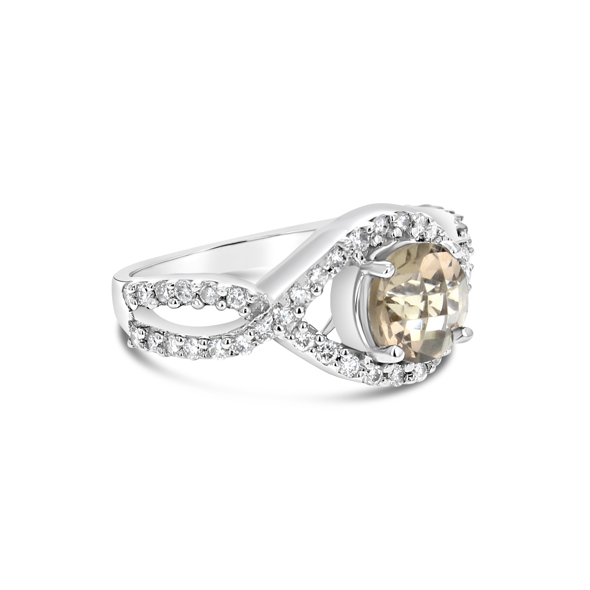 2.05ct Smoky Quartz Diamond Engagement Ring in 14K White Gold - Perfect for Proposals, Anniversaries & Romantic Gifts