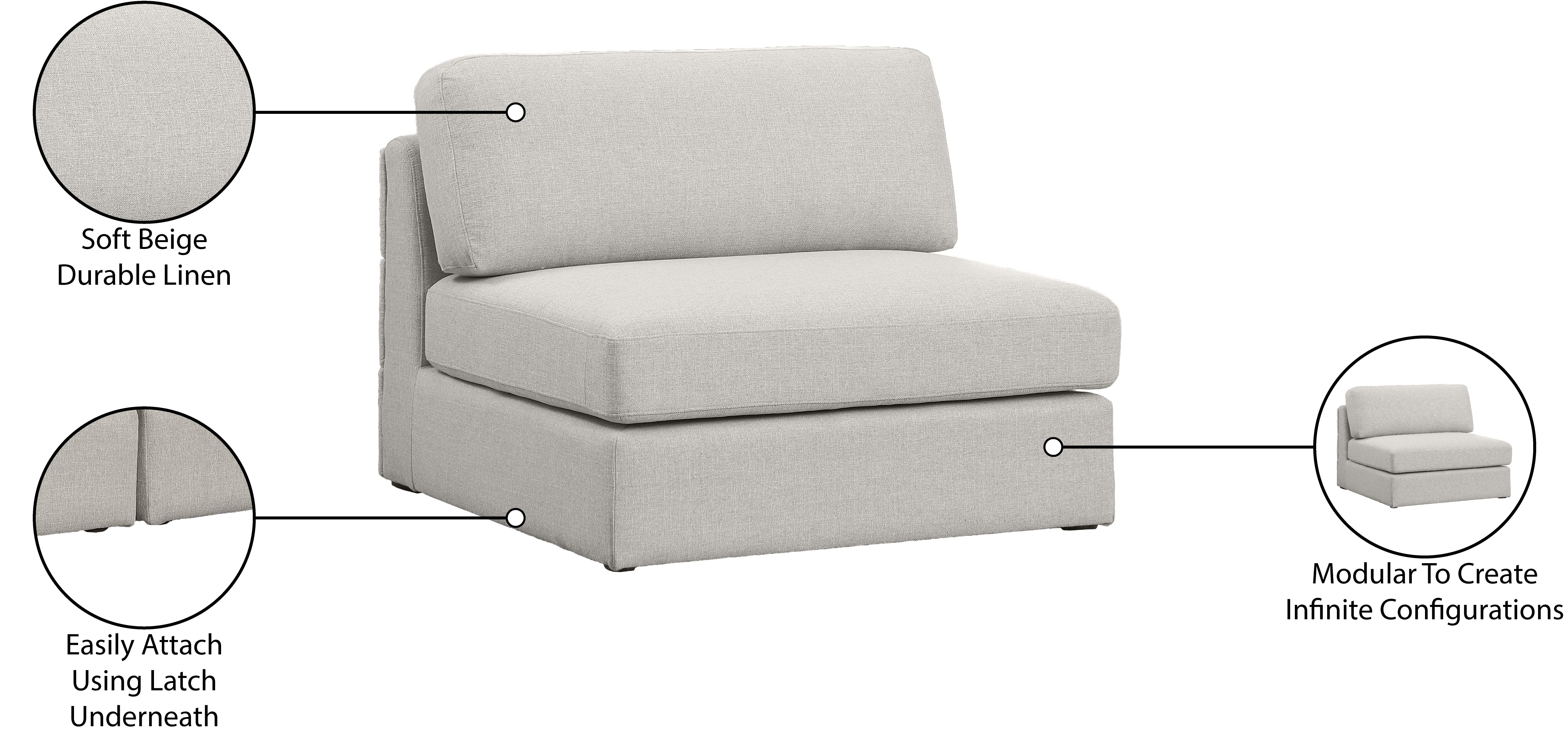 Beckham Durable Linen Textured Fabric Armless Chair - Modern Home Office & Living Room Accent Furniture for Relaxing & Decor