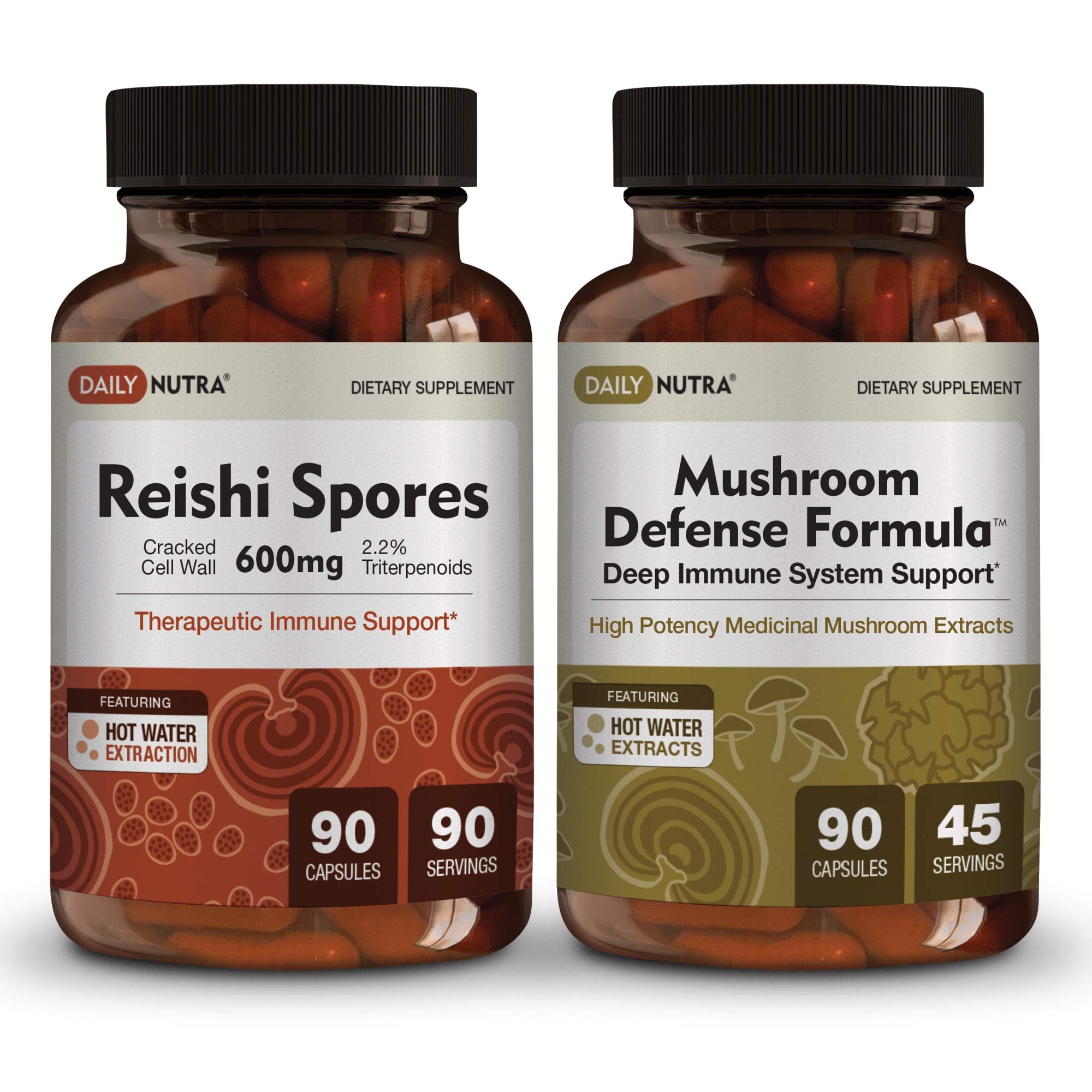 DailyNutra Mushroom Immunity Supplements Bundle - Organic Reishi Spores & Mushroom Defense Formula for Immune Support | Boost Wellness, Fight Fatigue & Enhance Vitality | Perfect for Daily Health, Travel & Seasonal Defense