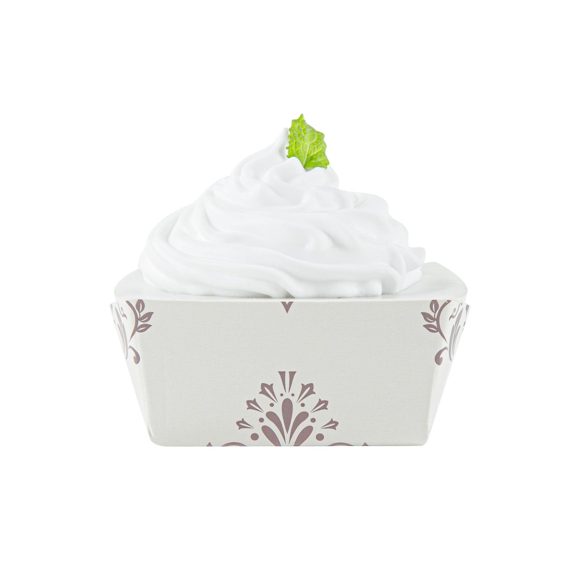 Vintage Floral Beige Paper Baking Cups - 6 oz Square, Greaseproof, 3x3x1.5 Inches - 100 Count Box - Perfect for Cupcakes, Muffins & Party Desserts