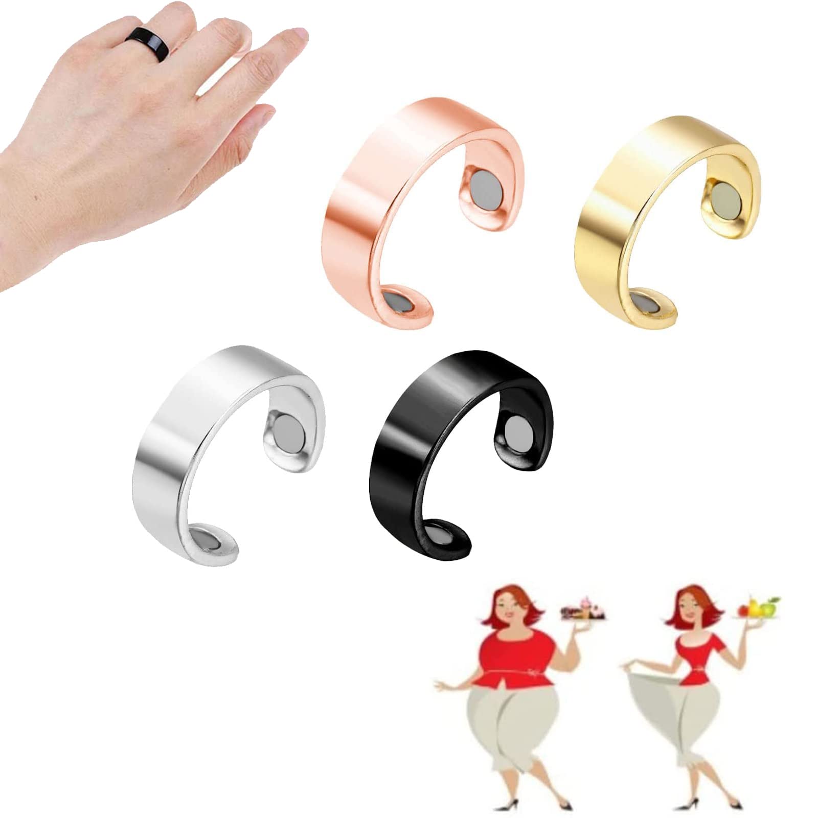 **Lymphatic Drainage Magnetic Therapy Ring – Slimming & Weight Loss Magnetic Ring Set (4pcs) – BPA-Free for Relaxation & Detox – Perfect for Post-Workout Recovery & Wellness Routine**