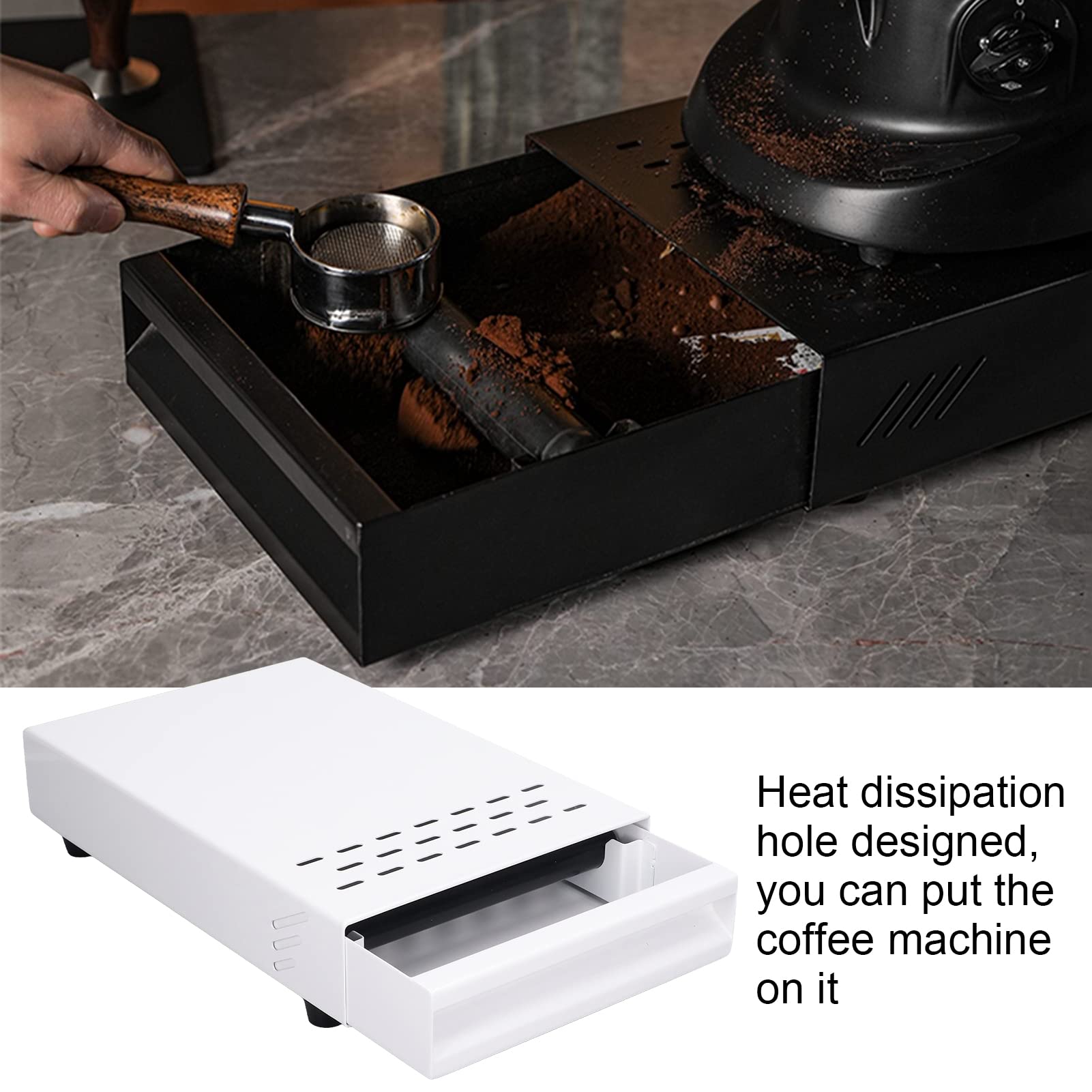 Premium Stainless Steel Coffee Knock Box Drawer - Thickened Barista Tool for Espresso Grounds - Durable Coffee Residue Powder Container for Home & Commercial Use - Perfect Coffee Machine Accessory (Black) - Ideal for Coffee Shops, Cafes & Home Brewing Stations
