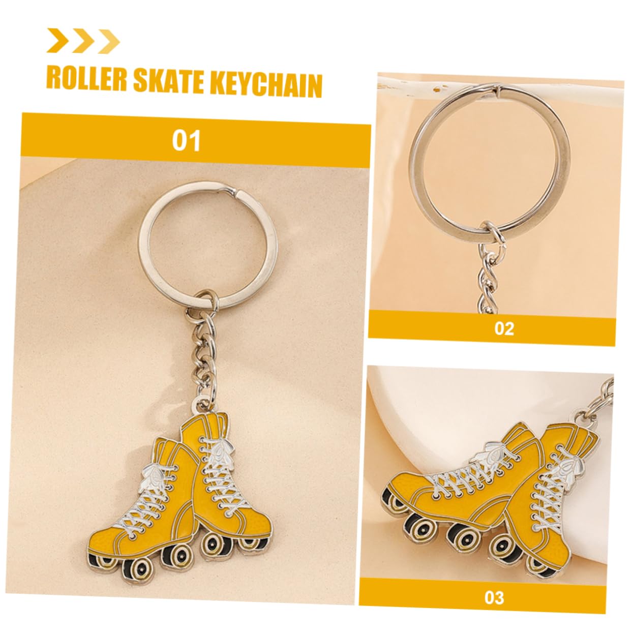 SKISUNO Metal Skate Keychains - Roller Skate Key Pendants for Girls & Boys - Durable Key Buckles for Skateboarders & Roller Skaters - Perfect for Backpacks, Gym Bags & Skate Gear Accessories