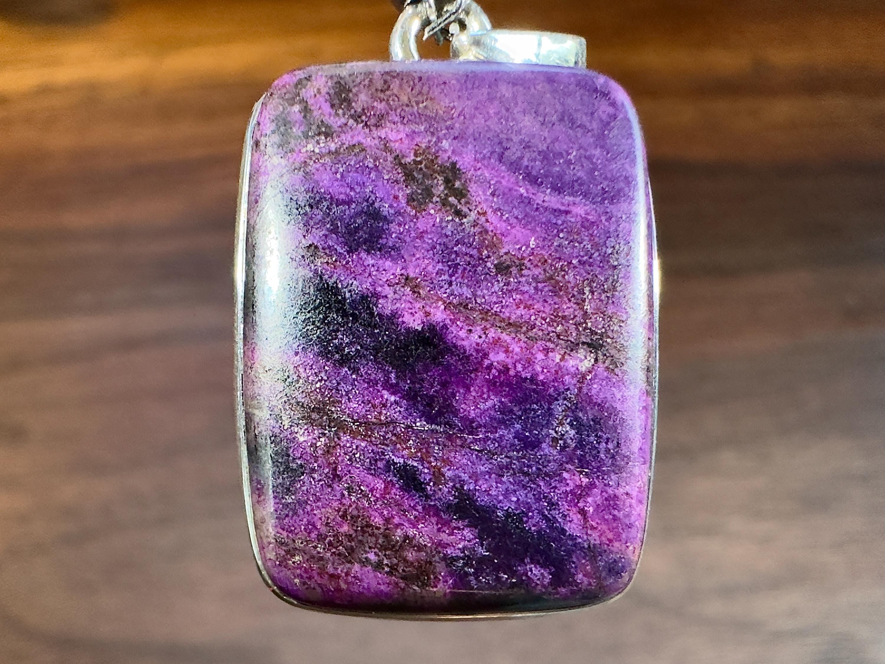 AA SUGILITE Crystal Pendant in Sterling Silver with Square Cabochon - Fine Healing Jewelry for Energy Balancing & Chakra Alignment | Perfect for Meditation, Spiritual Gifts & Everyday Wear