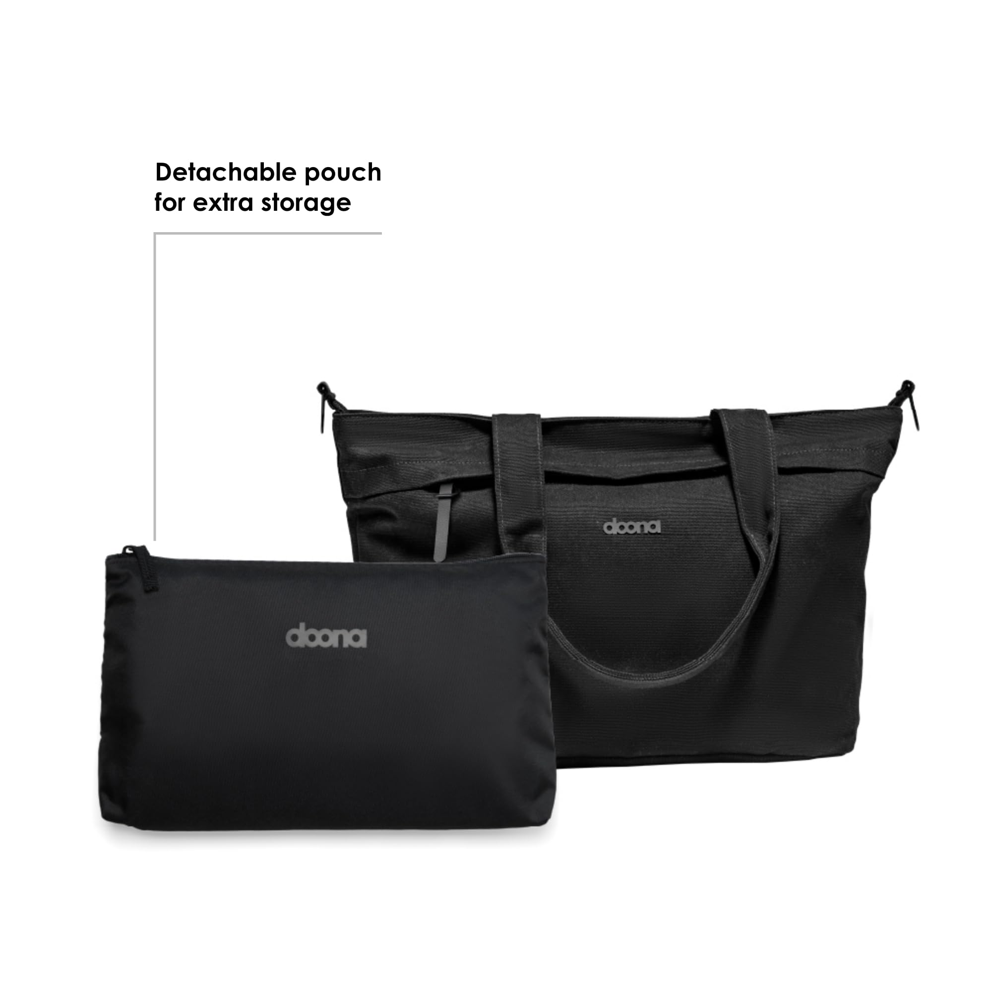 DOONA Essentials Tote Bag - Stylish & Durable Nitro Black Shoulder Bag for Women | Perfect for Work, Travel, Gym & Everyday Use