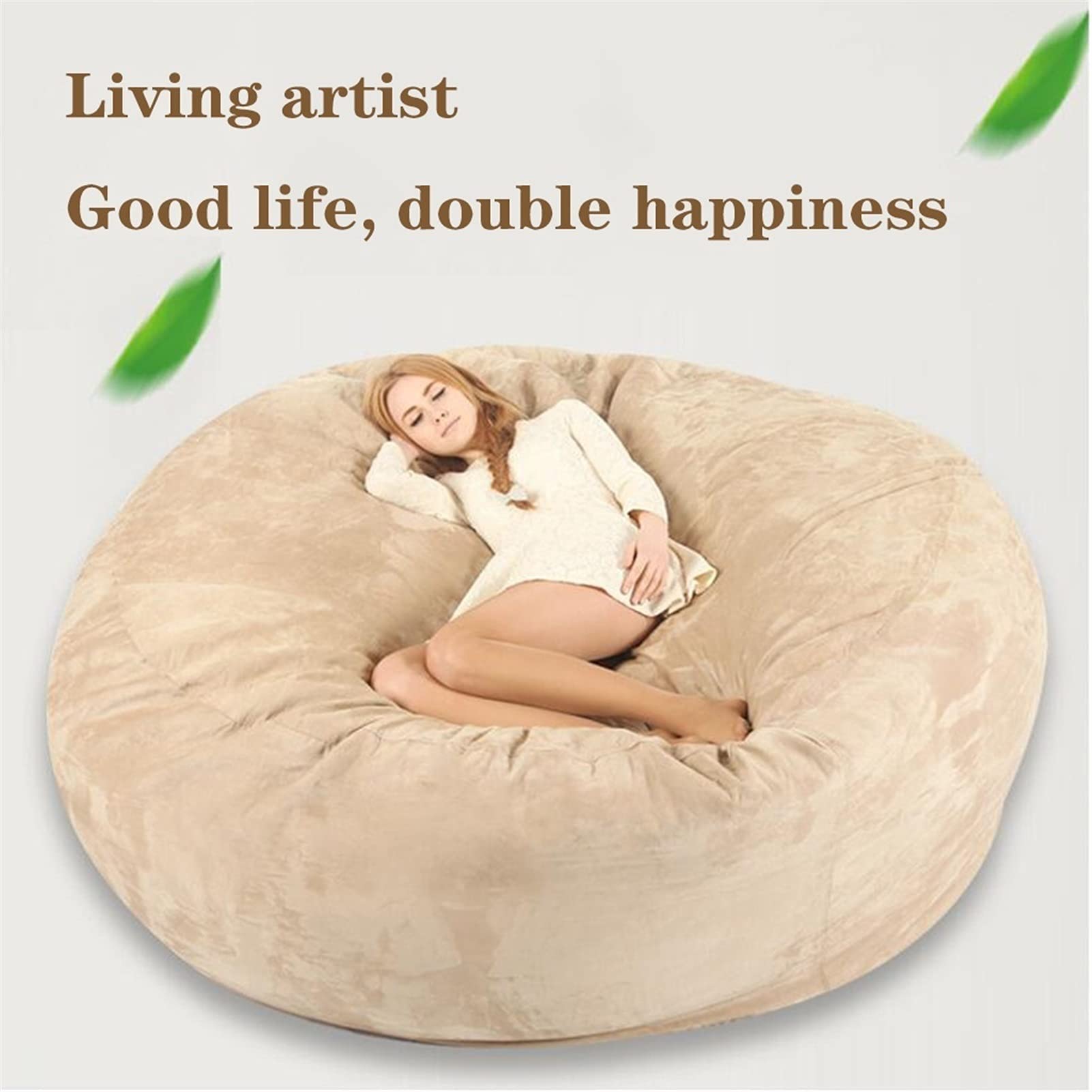 7ft Giant Fur Bean Bag Chair Cover - Soft & Portable No Filler Lounger, Storage Bean Bag Sofa Chair for Living Room, Bedroom, Dorm | Cozy Lazy Sofa Bed Cover (Black) - Perfect for Relaxing, Gaming & Movie Nights