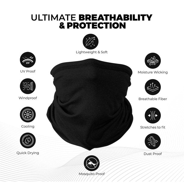 Black Thermal Wicking Tube Scarf - Winter Neck Warmer for Outdoor Activities | Running, Skiing, Hiking & Cycling