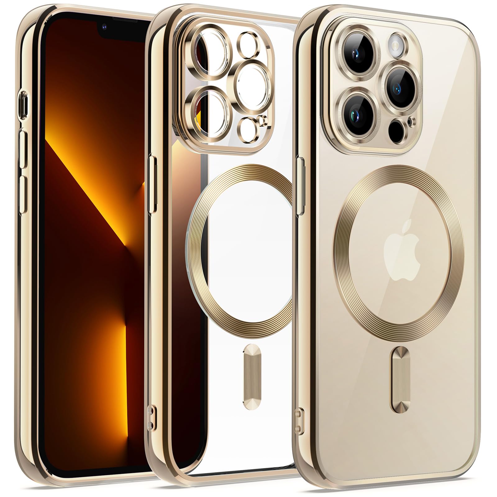 JETech Soft Clear Case for iPhone 13 Pro 6.1-Inch | Shockproof TPU Phone Cover with Full Camera Protection & MagSafe Wireless Charging | Gold Electroplated Design | Perfect for Everyday Use, Travel & Outdoor Activities