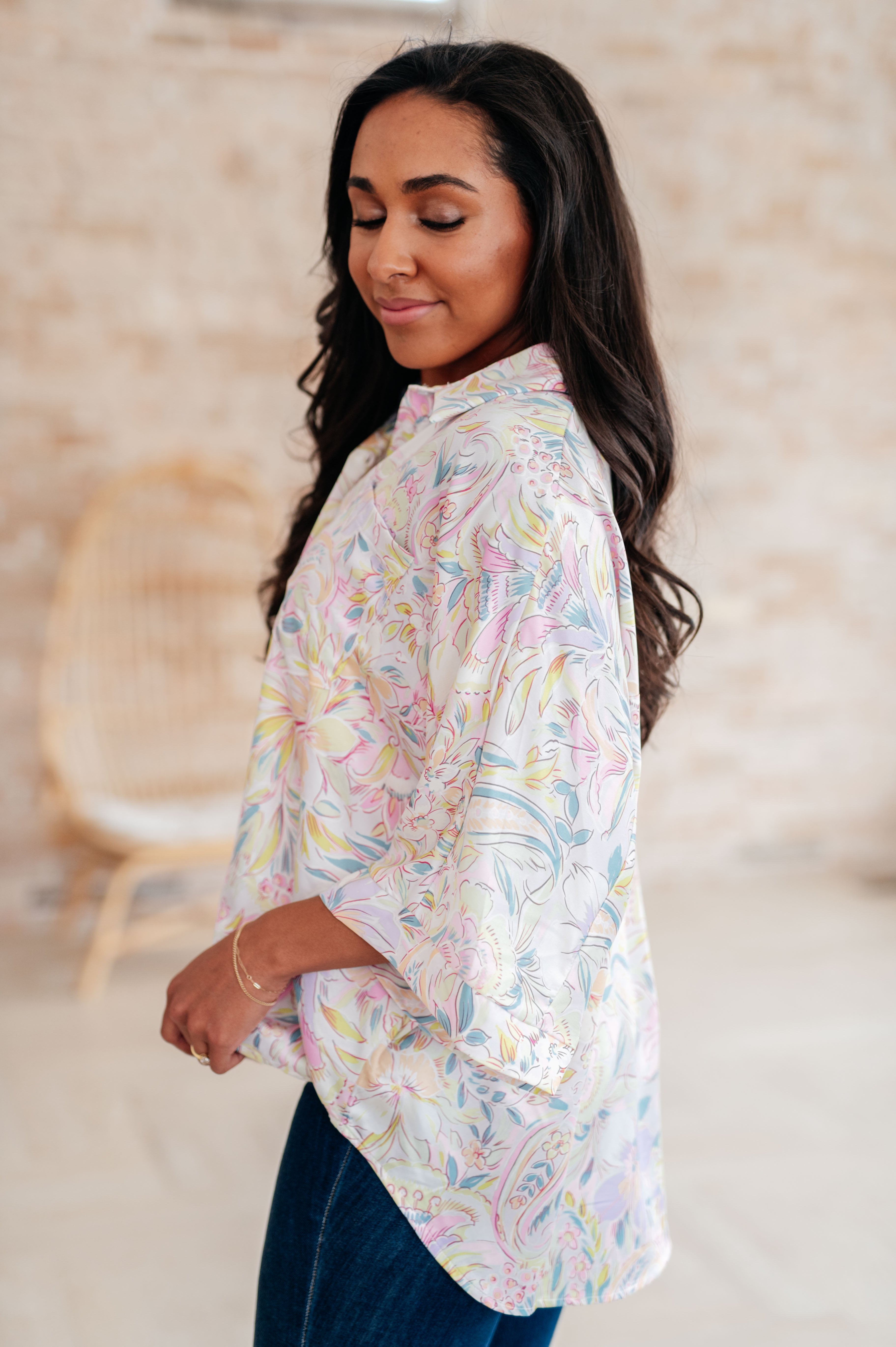 Blissful Botanicals Blouse - Women's Floral Print Boho Blouse for Casual & Summer Wear | Perfect for Beach, Vacation & Everyday Outfits