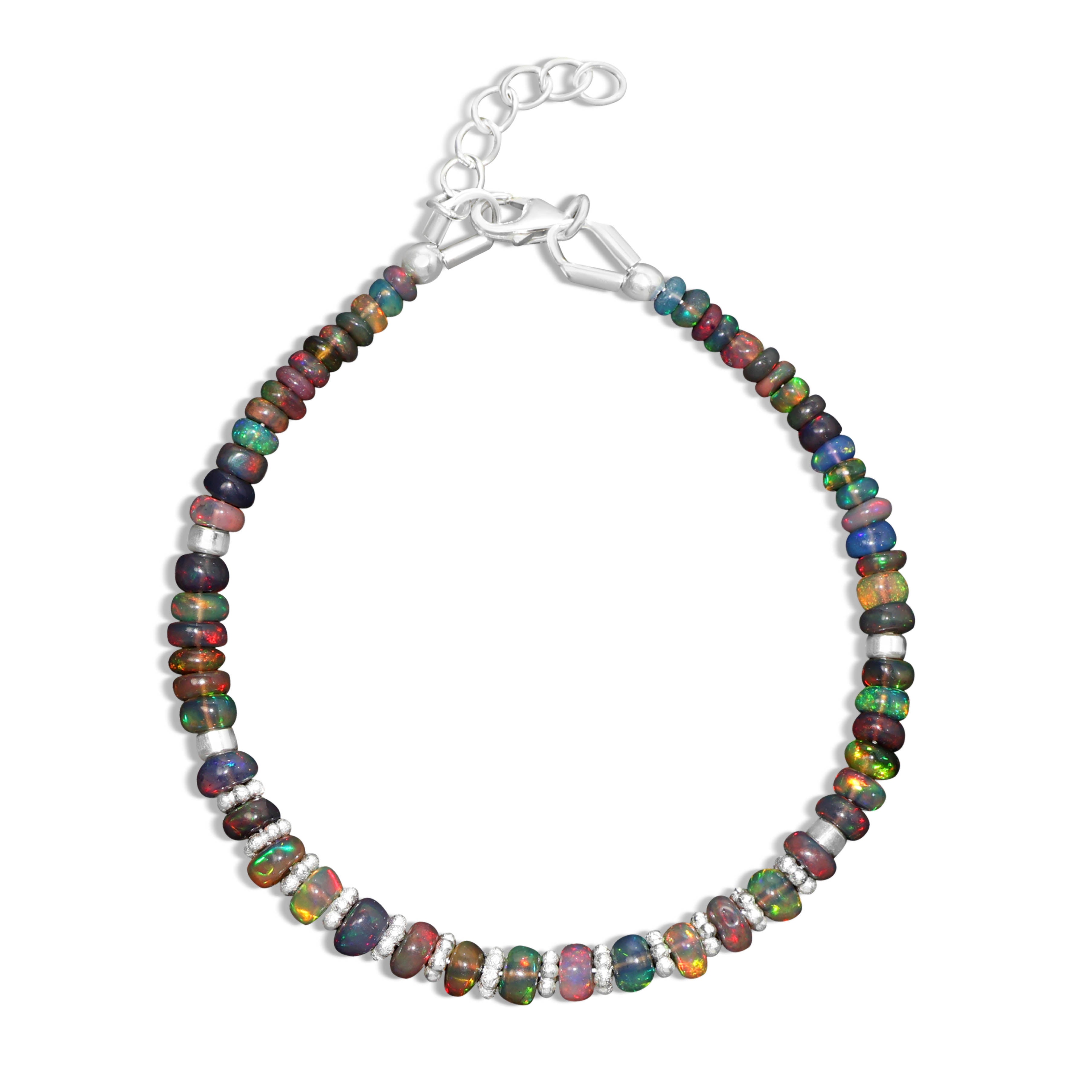 Natural Black Opal Rondelle Beaded Bracelet - Handmade Gemstone Jewelry for Women - Perfect for Boho Style, Gift Giving & Everyday Wear