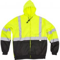 ANSI Class 3 High Visibility Lime Black Safety Hoodie - Reflective Workwear for Construction, Road Workers & Night Safety