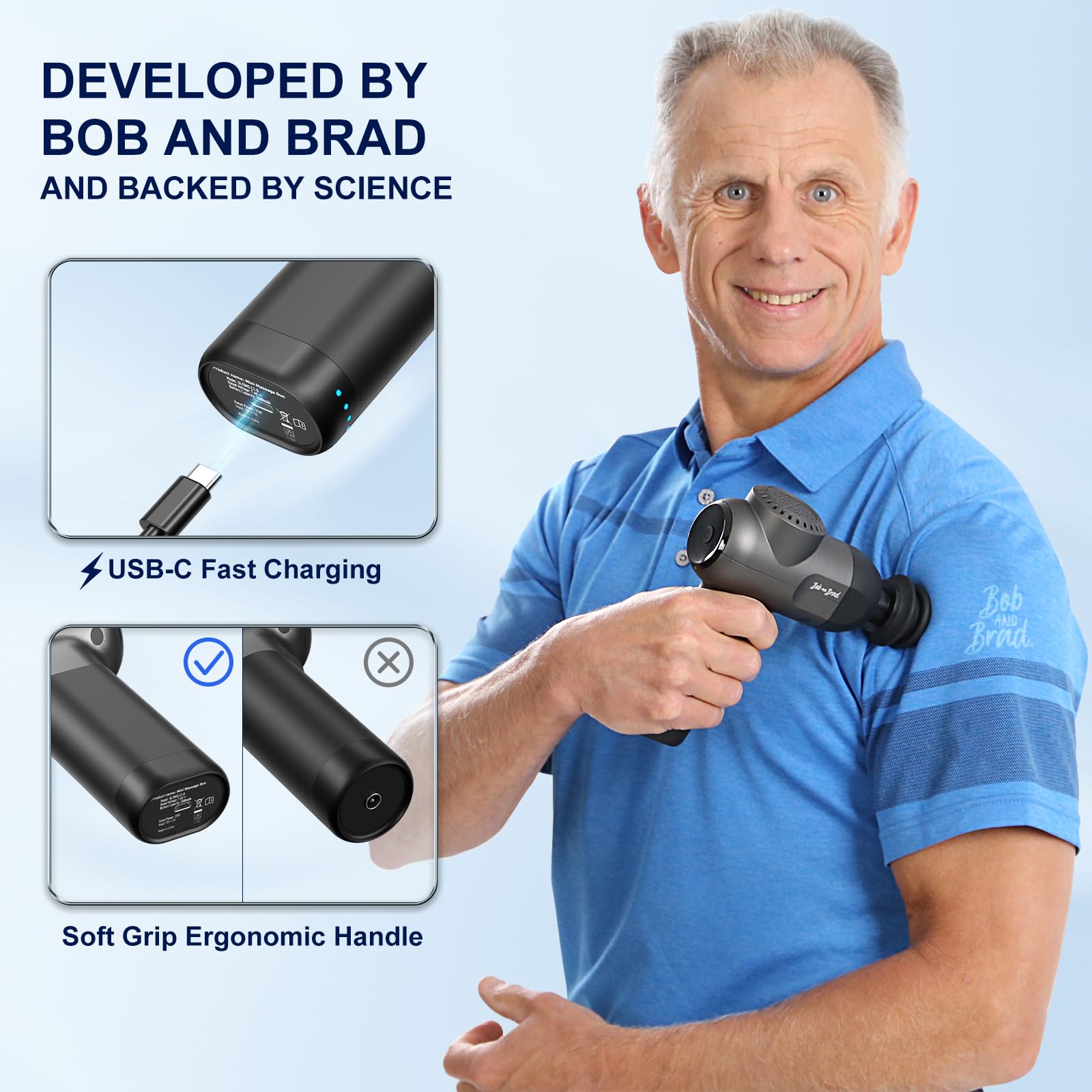 Bob and Brad C2 Massage Gun - Deep Tissue Muscle Massager with 5 Speed Levels & 5 Interchangeable Heads, 3200 RPM Portable Percussion Therapy Device for Pain Relief & Recovery | Perfect for Home Gym, Office, Workout, Travel & Sports Recovery - Ideal Gift for Men & Women