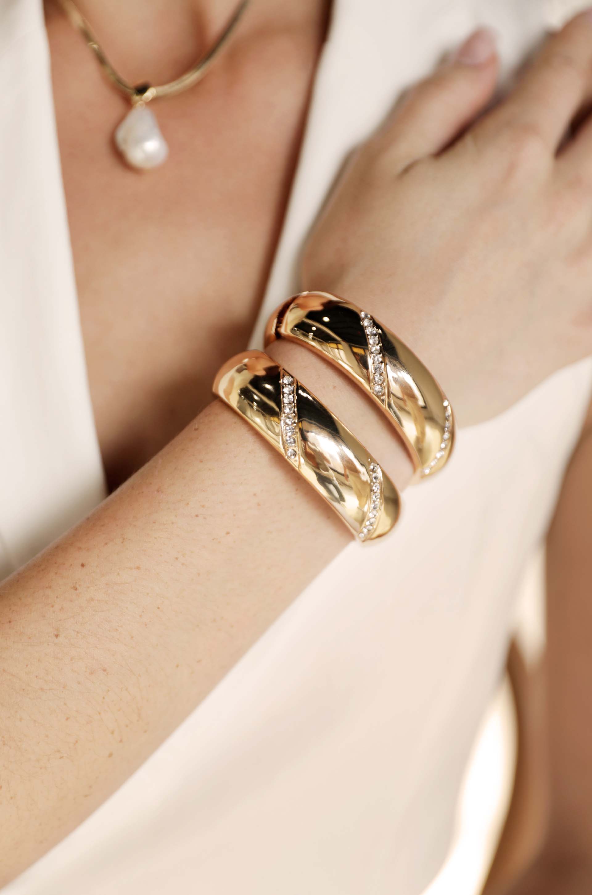 Elegant Crystal Dotted Bangle Bracelet for Women - Fashion Jewelry Gift for Party, Wedding & Everyday Wear