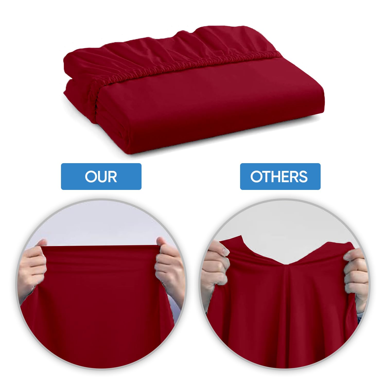 Luxury King Size Fitted Sheet - 100% Egyptian Cotton 1000 Thread Count, Deep Pocket (Up to 17 Inch), Burgundy - Soft & Easy Care Hotel Quality Bottom Sheet for Bedroom, Guest Room, and Airbnb