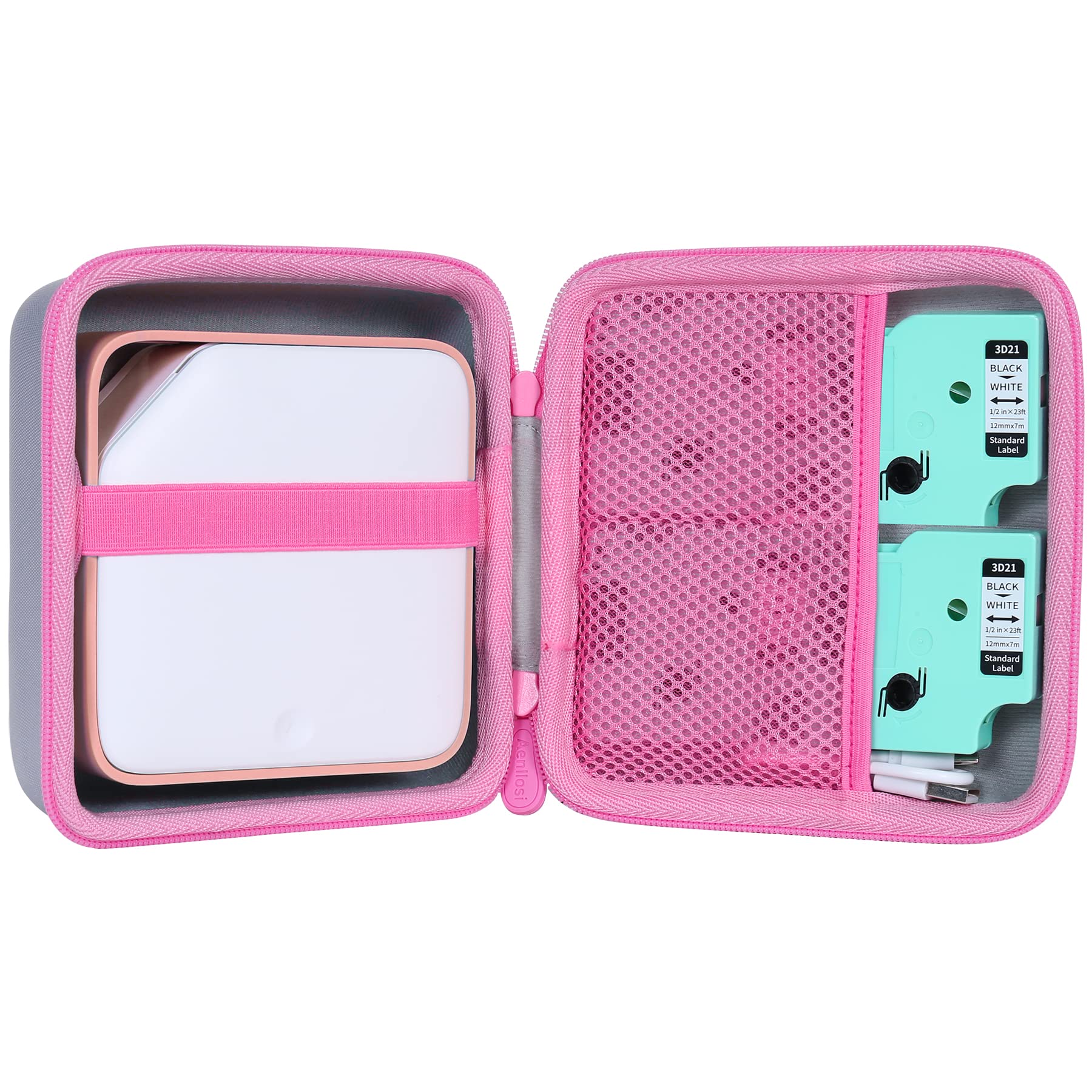 Aenllosi Hard Carrying Case for Vixic D1600 Rechargeable Label Printer - Durable Protective Cover, Pink | Perfect for Office, Warehouse & Retail Labeling Organization