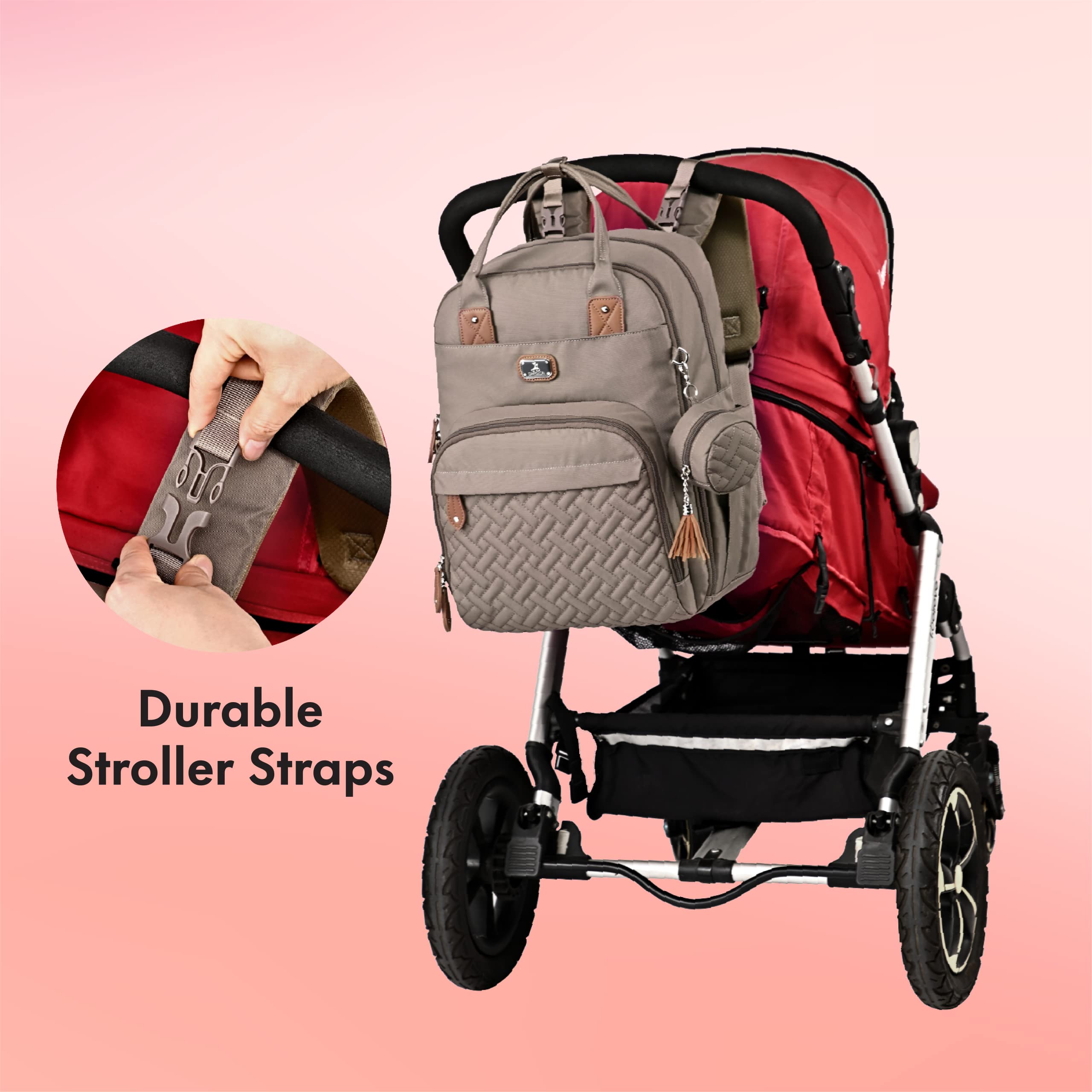 Diaper Backpack for Women & Men - Waterproof Polyester Baby Bag with Portable Changing Pad - Perfect for Travel, Daycare & Outdoor Adventures (Khaki)
