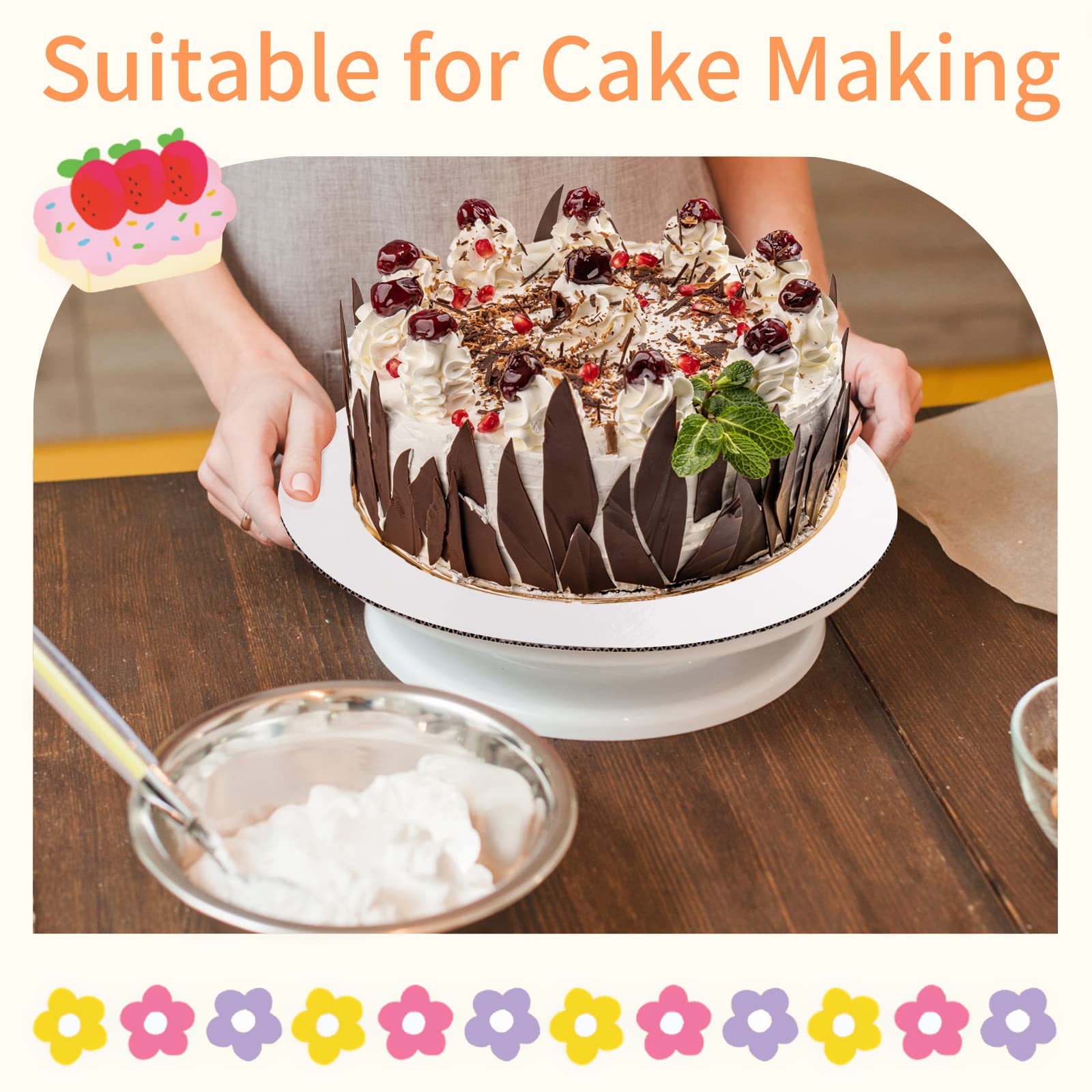 10-Pack 10 Inch Round White Cake Boards - Food Grade Cardboard Cake Rounds, Waterproof & Oil-Proof Cake Bases for Baking, DIY Desserts, Wedding Cakes, Birthday Parties and Craft Displays (White)