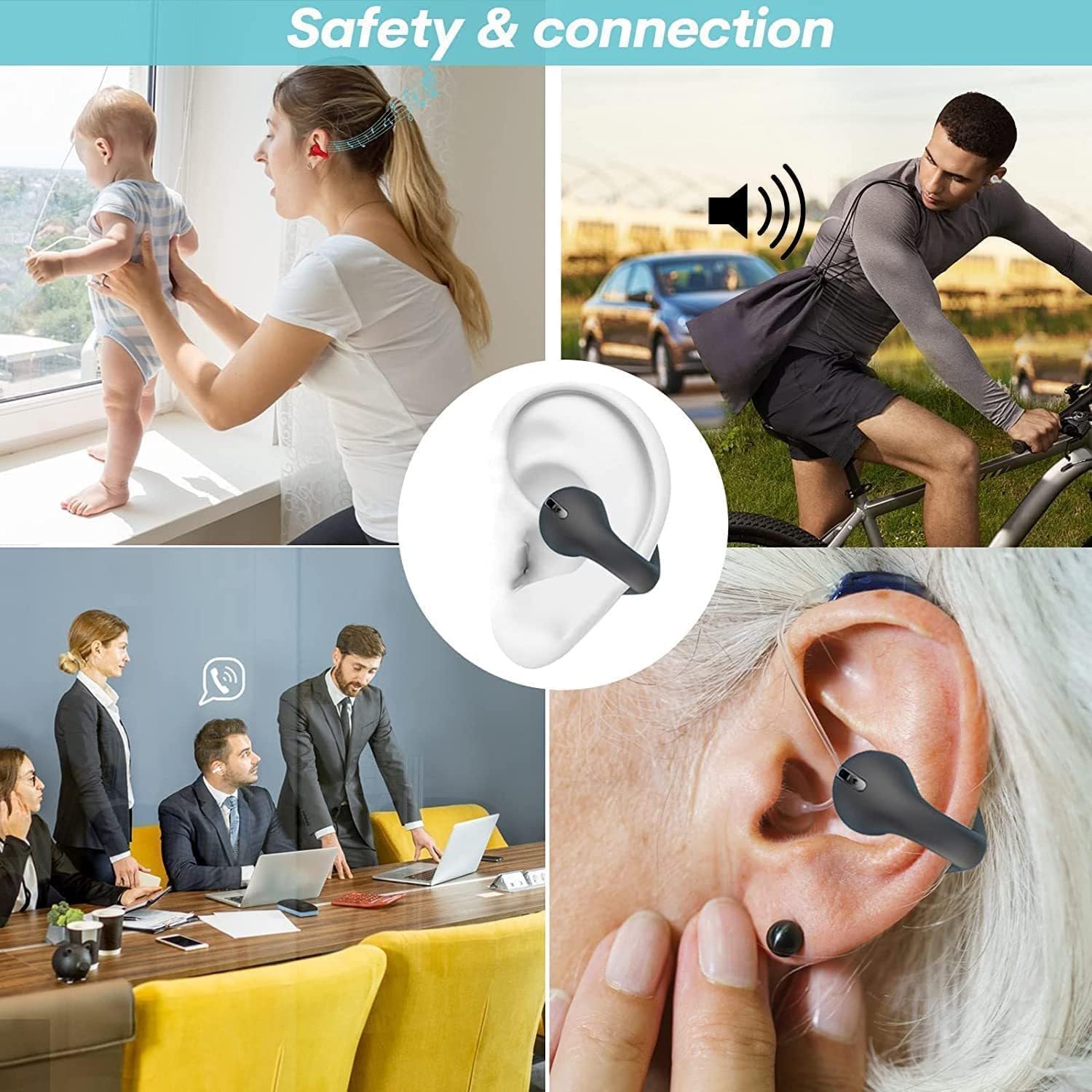 Loluka Open Ear Bluetooth Earbuds - Wireless Bone Conduction Headphones with Ear Clip, Sweatproof for Running, Cycling & Workouts - Comfortable Secure Fit for Sports & Outdoor Activities