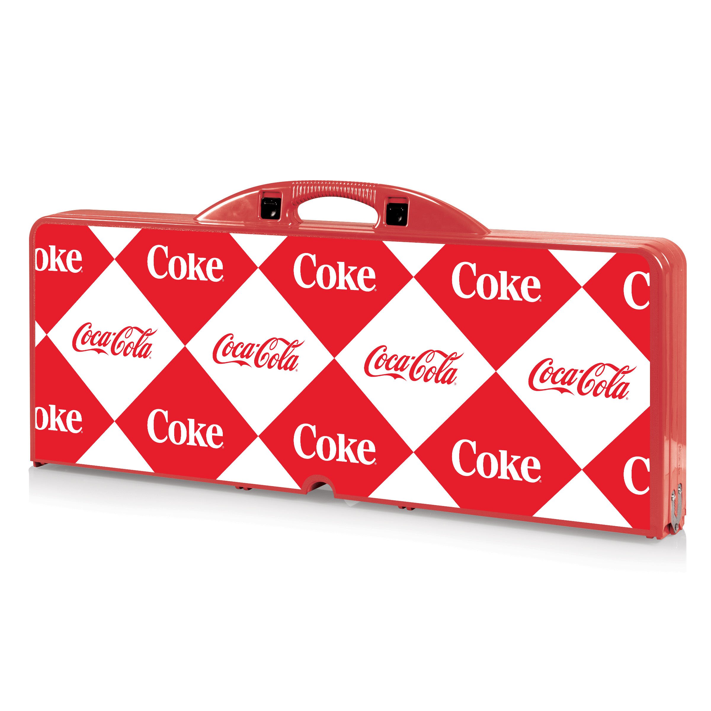 Picnic TIME Coca-Cola Folding Picnic Table - Portable Camping Table with Umbrella Hole for Outdoor, Beach, BBQ & Tailgating Parties