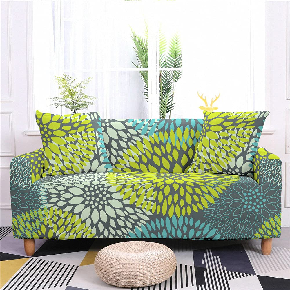 Stretch Floral Print Sofa Slipcover - Non-Slip Spandex Couch Cushion Covers with Elastic Bottom, Washable Loveseat Cover for Furniture Protection (Modern Simple Floral Pattern) - Perfect for Homes with Kids & Pets, Living Room Decor Upgrade