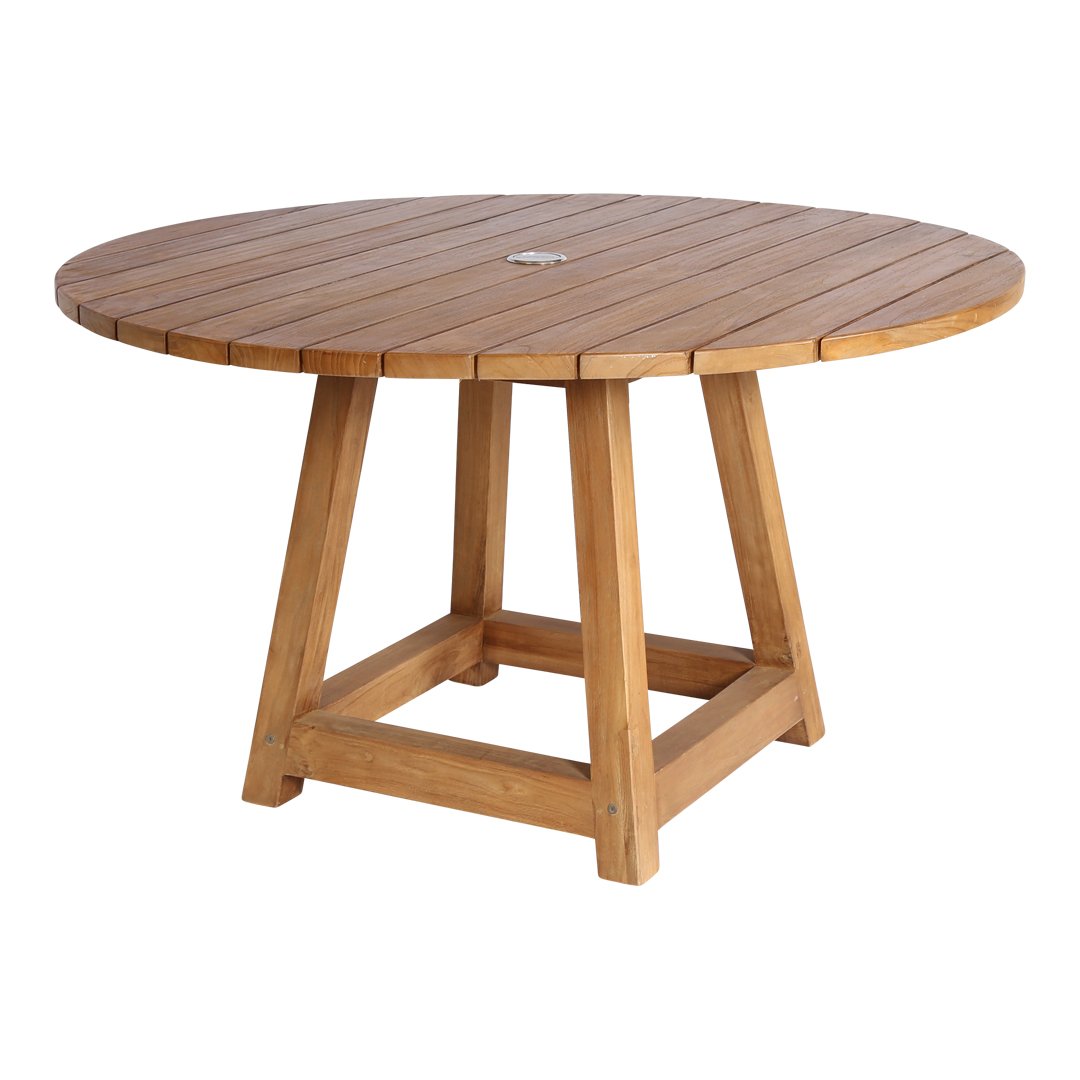 George Outdoor Dining Table - 48 Inch Round Patio Table with Umbrella Hole, Weather-Resistant for Backyard, Garden, Deck - Perfect for Family Gatherings & BBQs