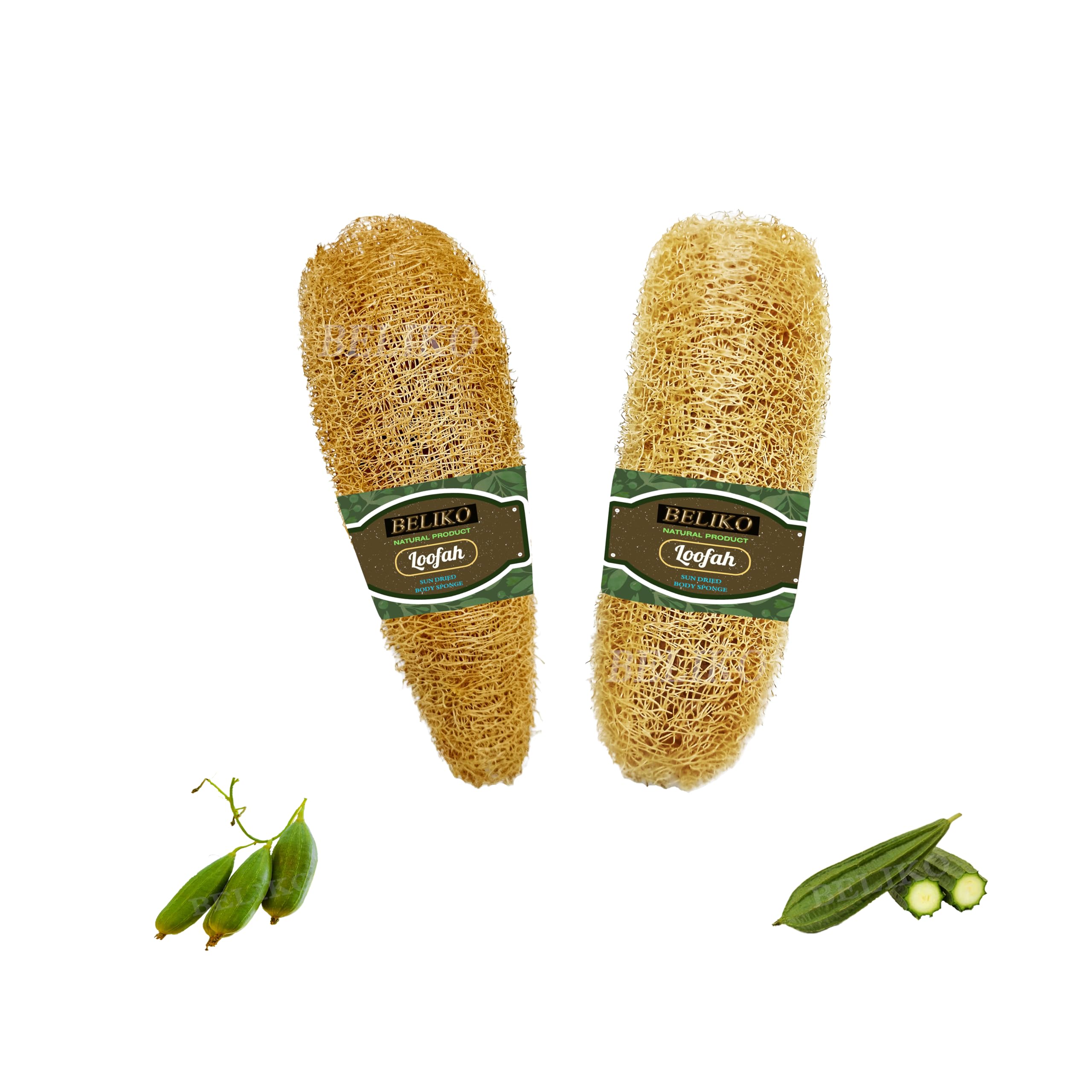 Organic Loofah Sponge Body Scrubber - 2 Pack Natural Exfoliating Bath Sponge for Dead Skin Removal & Body Cleansing - Perfect for Shower, Spa & Skin Care Routine - Eco-Friendly Luffa (Peerkangai) Scrubber