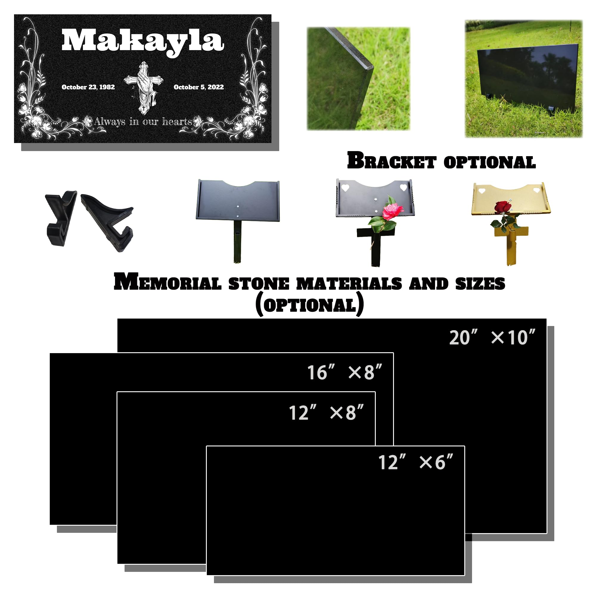 Personalized Grave Markers & Memorial Plaques for Cemetery - Outdoor Memorial Stones & Headstones for Loved Ones - Perfect for Graveside Tributes & Lasting Remembrances