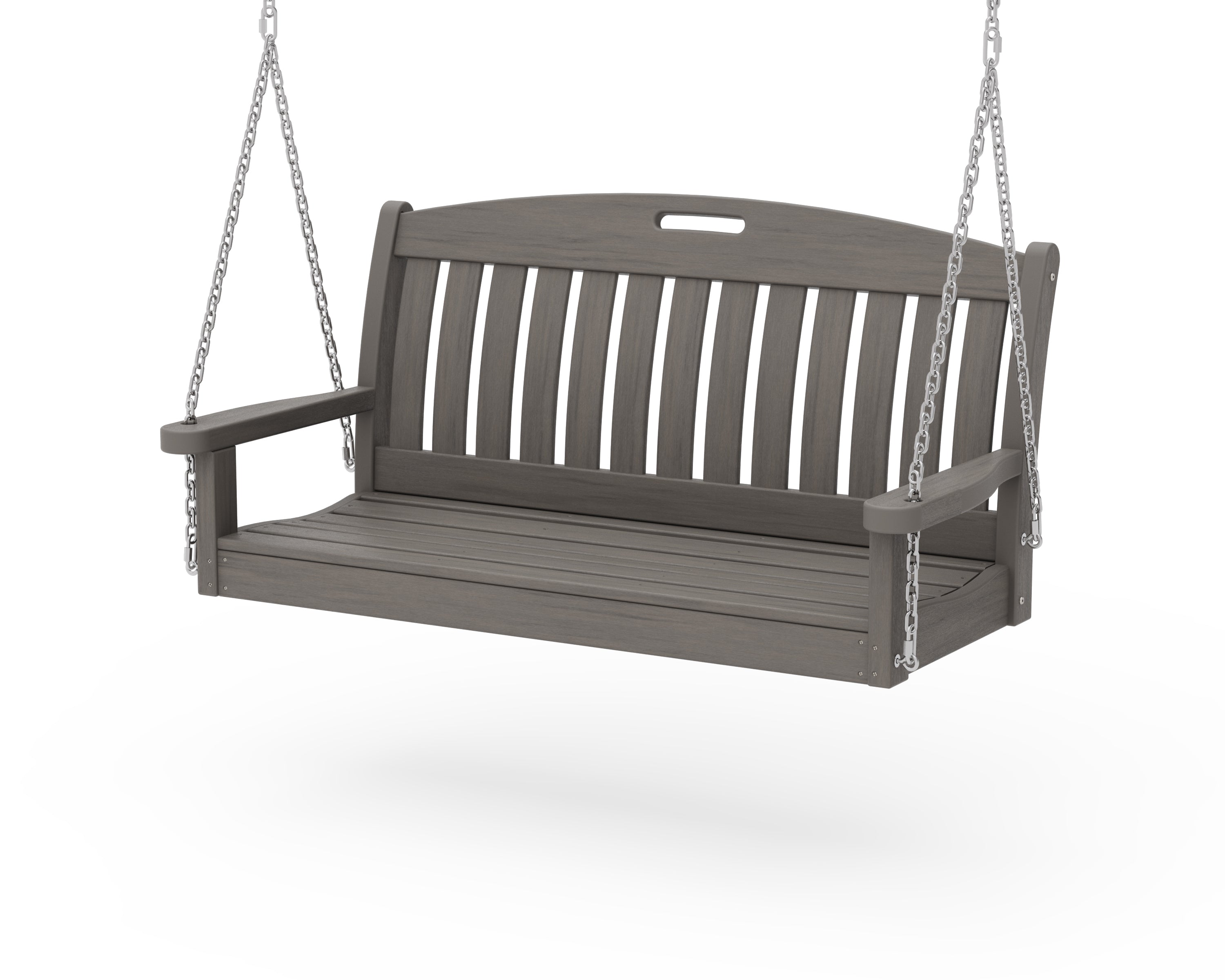 POLYWOOD Nautical 48-Inch Porch Swing - Durable Outdoor Hanging Bench for Patio, Garden, Deck - All-Weather Resin Wicker Furniture (Blue & White) - Perfect for Relaxing in Backyard or Poolside