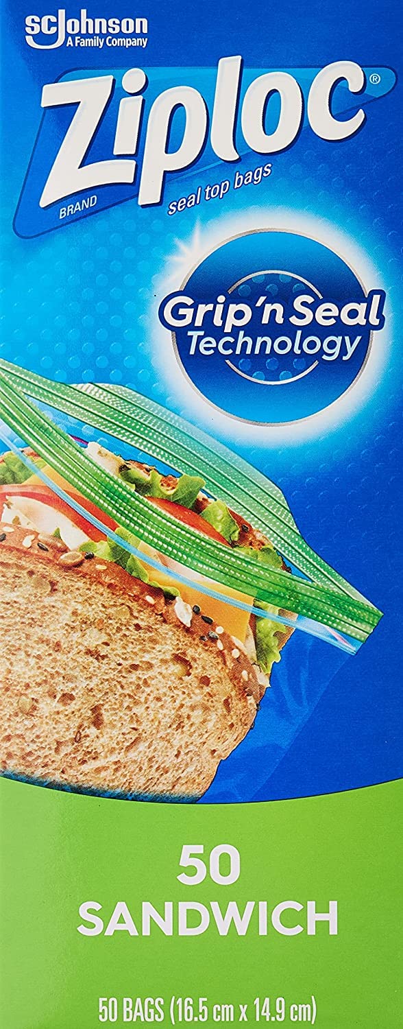Ziploc Sandwich Bags, 145 Count - Reusable Food Storage Bags for Lunch, Snacks, Meal Prep & Freezer Storage