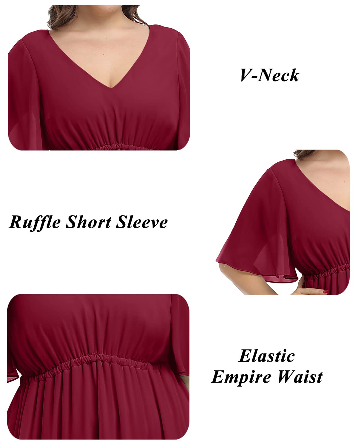 Elegant Plus Size Chiffon Maxi Dress for Women - Wedding Guest & Bridesmaid Formal Gown - Perfect for Evening Parties, Prom, and Special Occasions