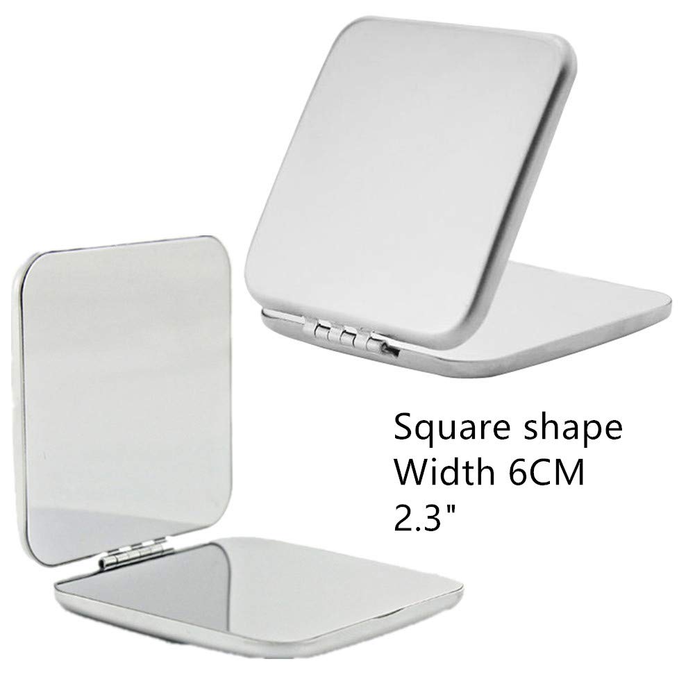 ZKXXJ Stainless Steel Portable Compact Mirror - Double Sided Folding Travel Makeup Mirror for Women & Girls | Perfect for Purse, Pocket, Travel & Gifts | Home, Office & On-the-Go Use