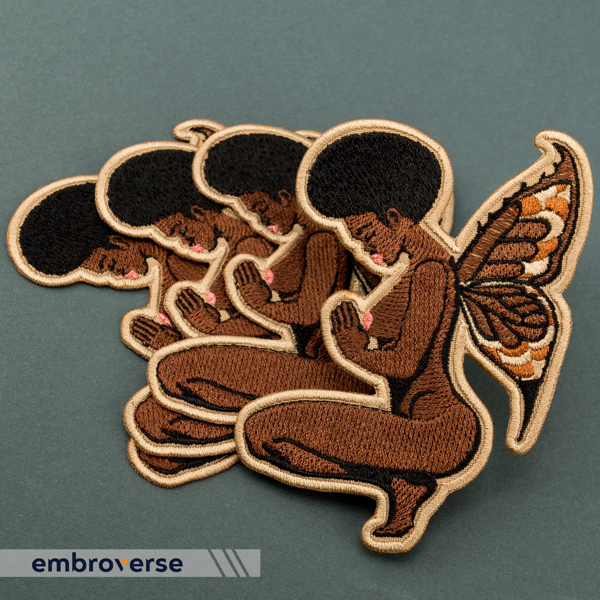 Black Fairy Iron On Patch - Melanin Queen Embroidery with Butterfly Wings & Praying Nude Woman Design - 2.7 x 3.9 Inch Embroidered Applique for DIY Clothing, Bags & Costumes - Perfect for African American Pride, Cosplay & Fashion Accessories