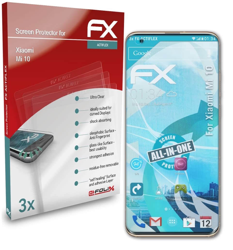 Xiaomi Mi 10 Screen Protector - 3 Pack Ultra Clear Flexible Film FX Protection | Perfect for Everyday Use, Gaming & Outdoor Activities
