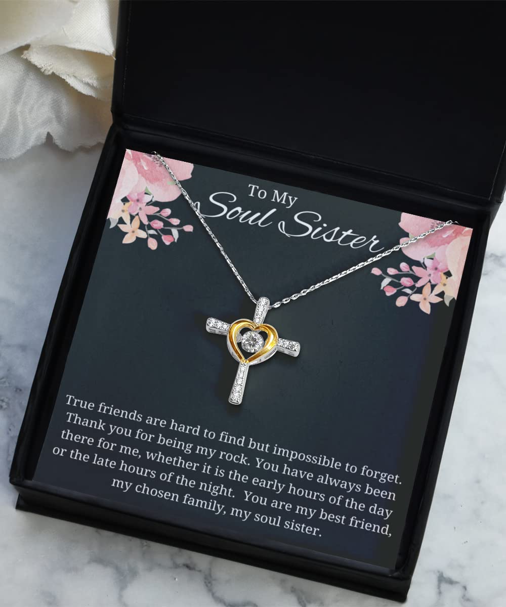 925 Sterling Silver Cross Necklace for Best Friend - Soul Sister Gift, BFF Jewelry, Sister-in-Law Present - Perfect for Birthdays, Anniversaries & Special Occasions