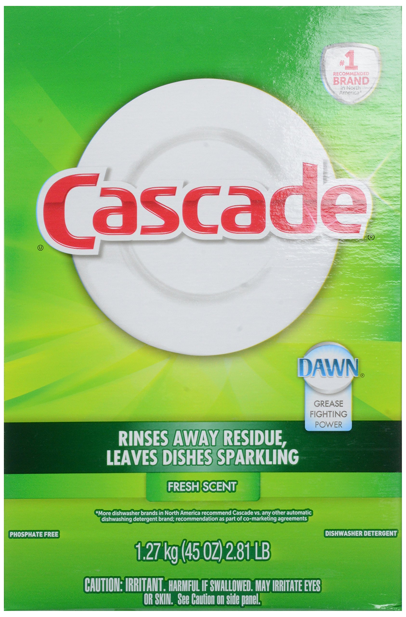 Cascade Powder Dishwasher Detergent, Fresh Scent, 45 oz - Powerful Cleaning for Sparkling Dishes, Pots & Pans | Ideal for Home Kitchens & Restaurants