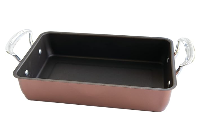 Nordic Ware Large Copper Roaster Pan - 16 Inch Oval Roasting Pan with Lid, Heavy Duty Broiler Safe Cookware for Turkey, Chicken, Beef - Perfect for Holiday Dinners & Family Gatherings