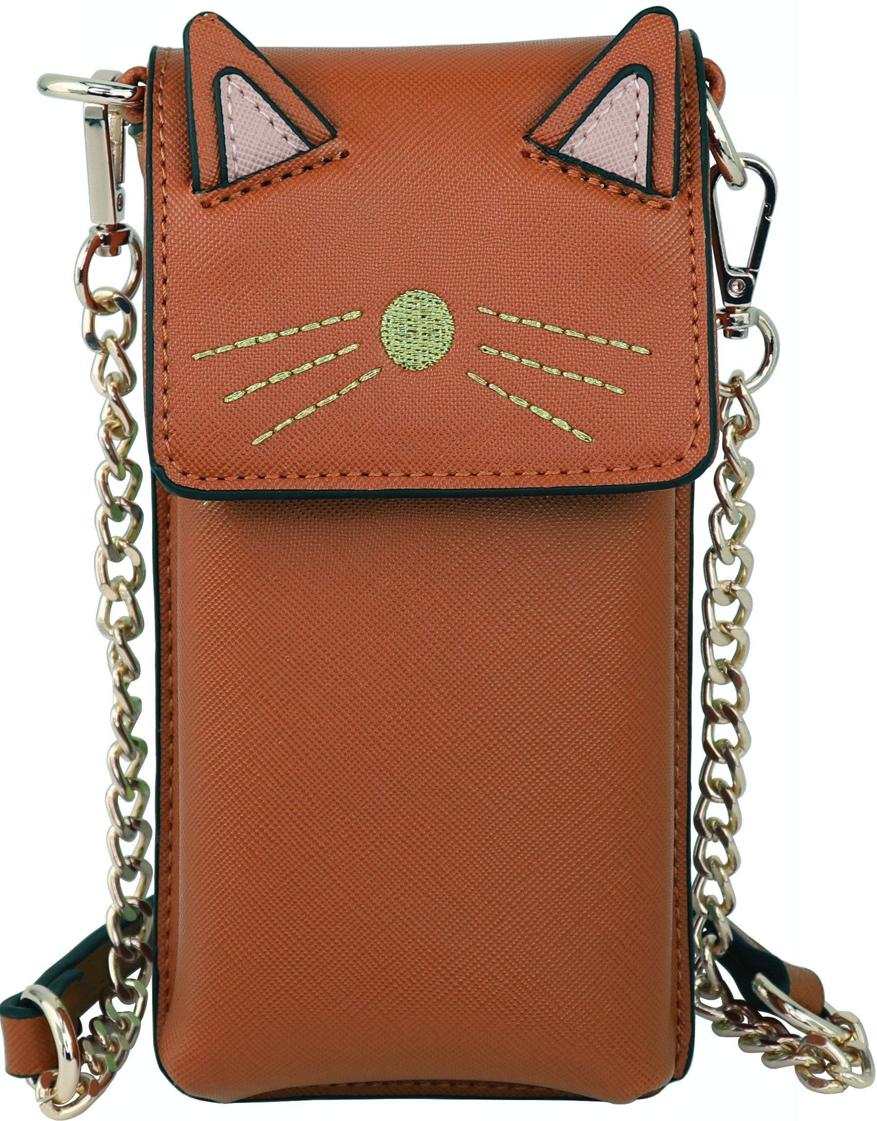 B BRENTANO Vegan Saffiano Leather Cat Cellphone Crossbody Purse - Stylish & Cruelty-Free Phone Bag for Women, Perfect for Daily Use, Shopping & Travel Accessories