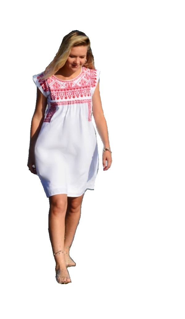 Layla Women's Floral Print Summer Dress - Red & White, Sizes S M L XL - Perfect for Beach, Party & Casual Wear