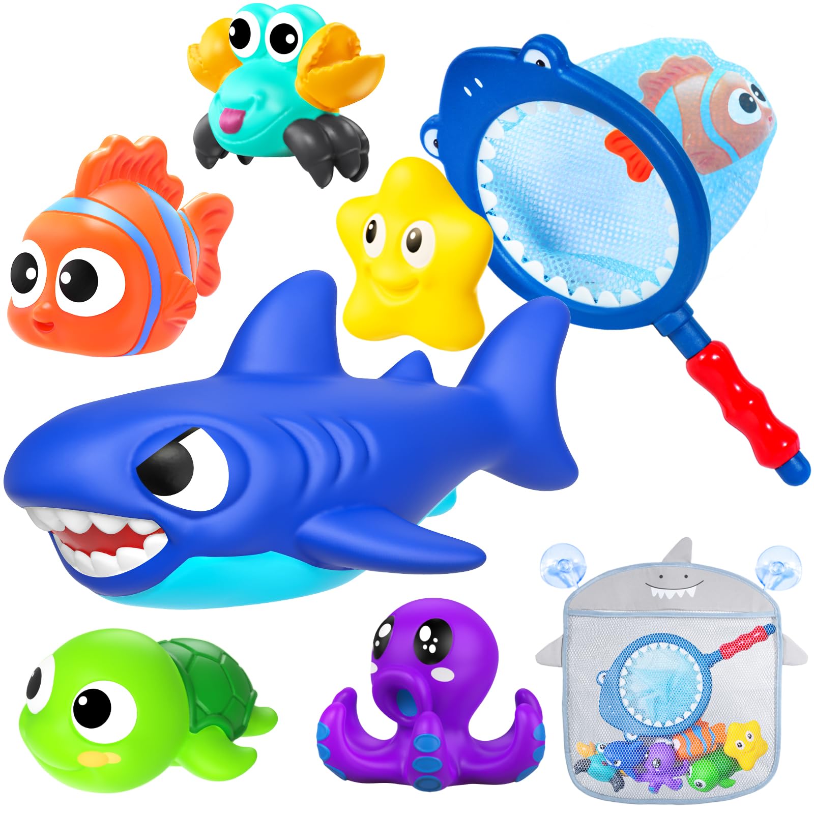 Mold-Free Baby Bath Toys for Kids Ages 1-3 - No Hole Ocean Animal Water Toys for Toddlers & Infants - Bathtub, Shower, Beach & Pool Play - Includes Storage Bag - Perfect Gift for Boys & Girls