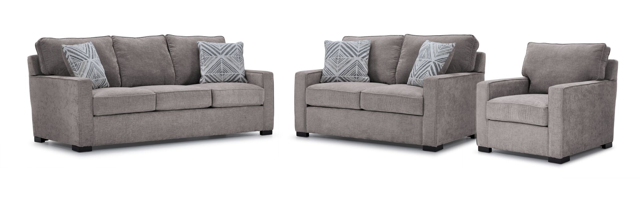 Charlotte Sofa, Loveseat and Chair Set in Smoke Gray - Perfect for Living Room, Lounge & Family Room Decor