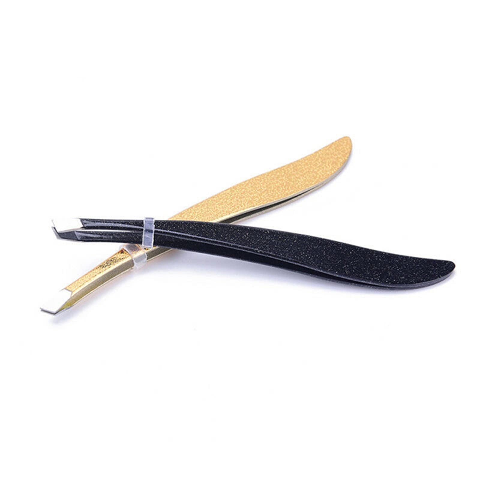 Premium Stainless Steel Hair Removal Tweezers - Slant Tip Eyebrow Tweezers for Precise Plucking, Grooming & Makeup (Black/Shiny Gold) - Perfect for Eyebrow Shaping, Facial Hair Removal & Beauty Care