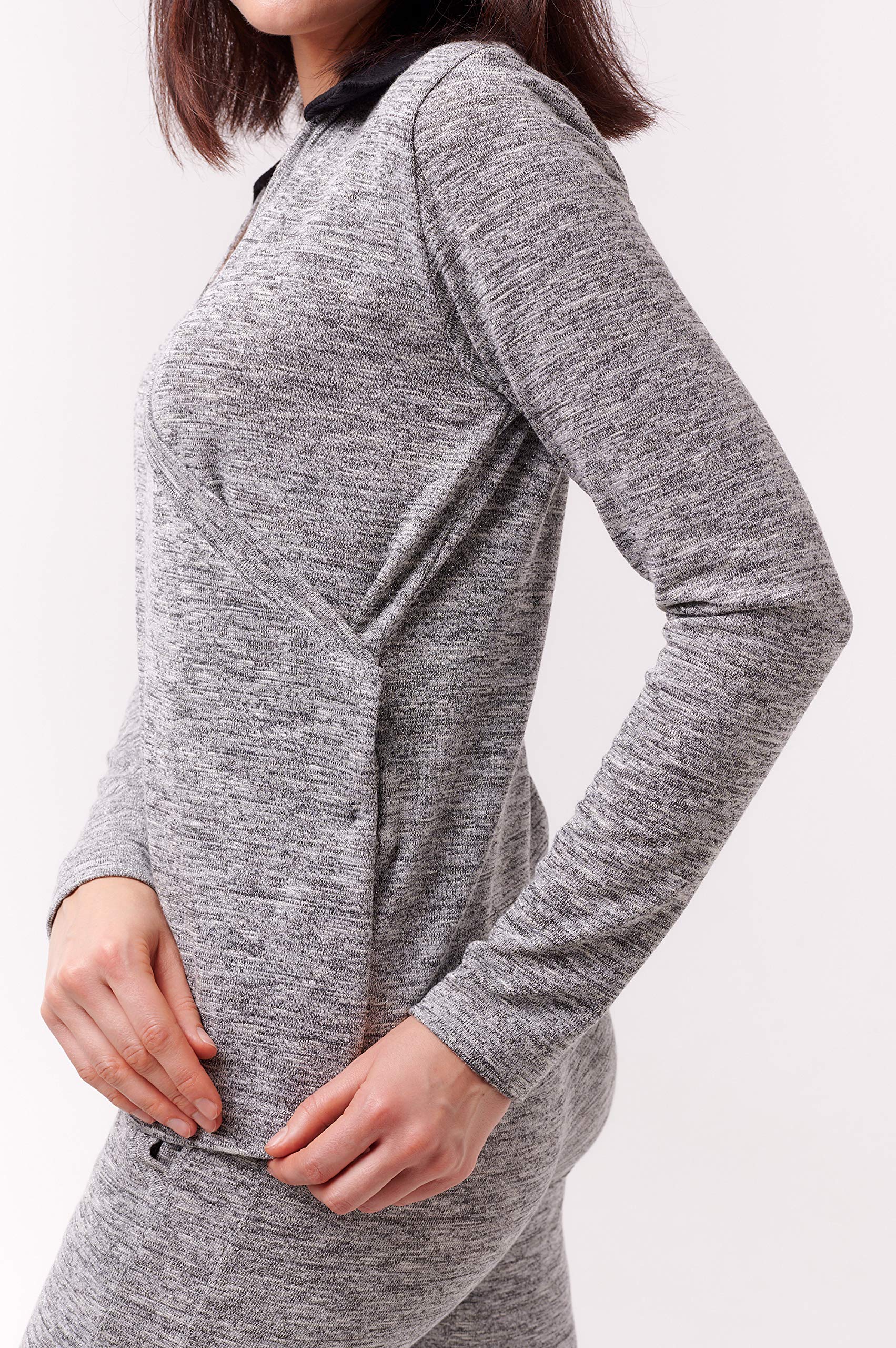 Elegant Silver Wrap Top with Long Sleeves & Collar - Perfect for Office Wear, Date Nights & Casual Outings