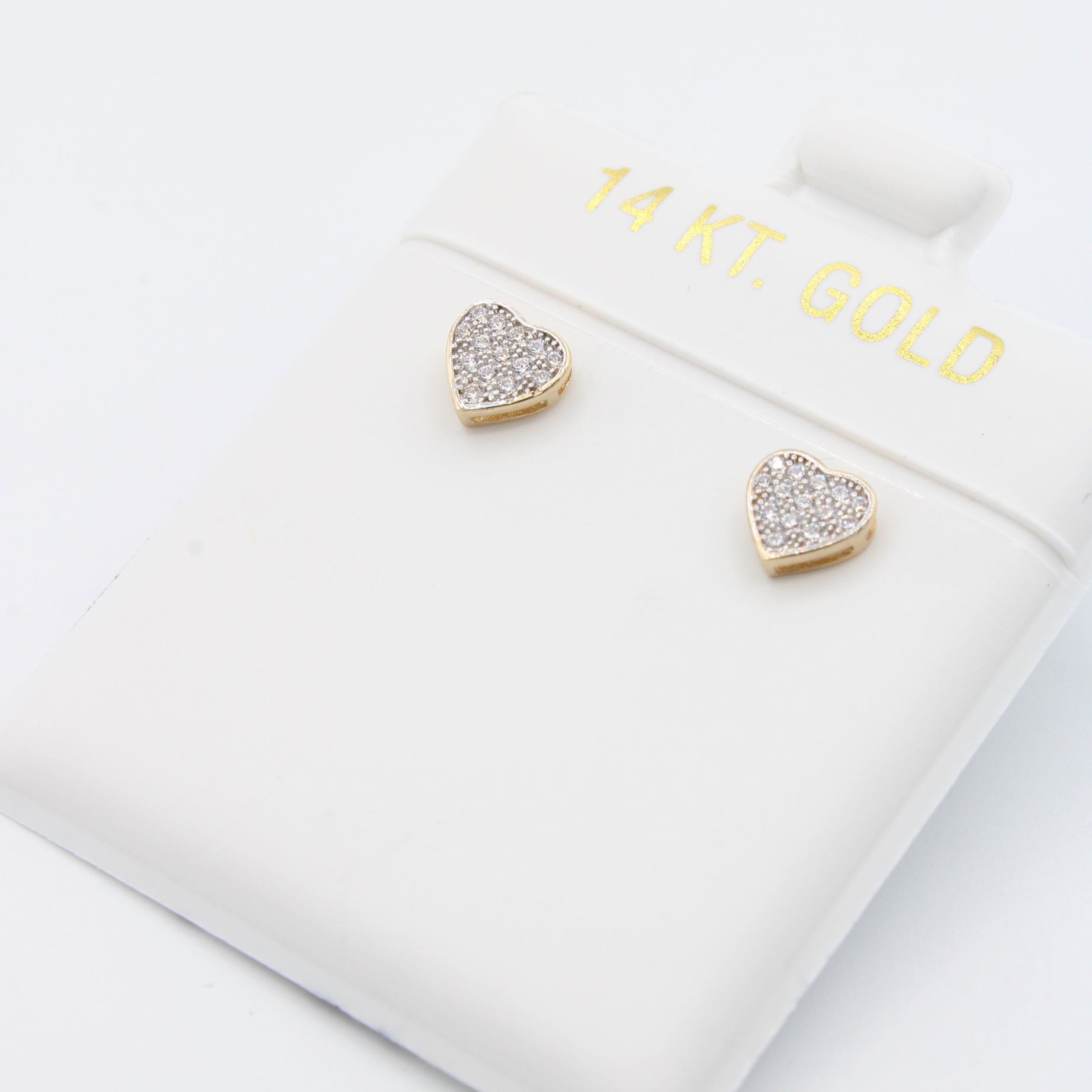 14K Gold Heart CZ Stud Earrings (5.5mm) - Hypoallergenic Cubic Zirconia Jewelry for Women - Perfect for Valentine's Day Gifts, Anniversary & Everyday Wear