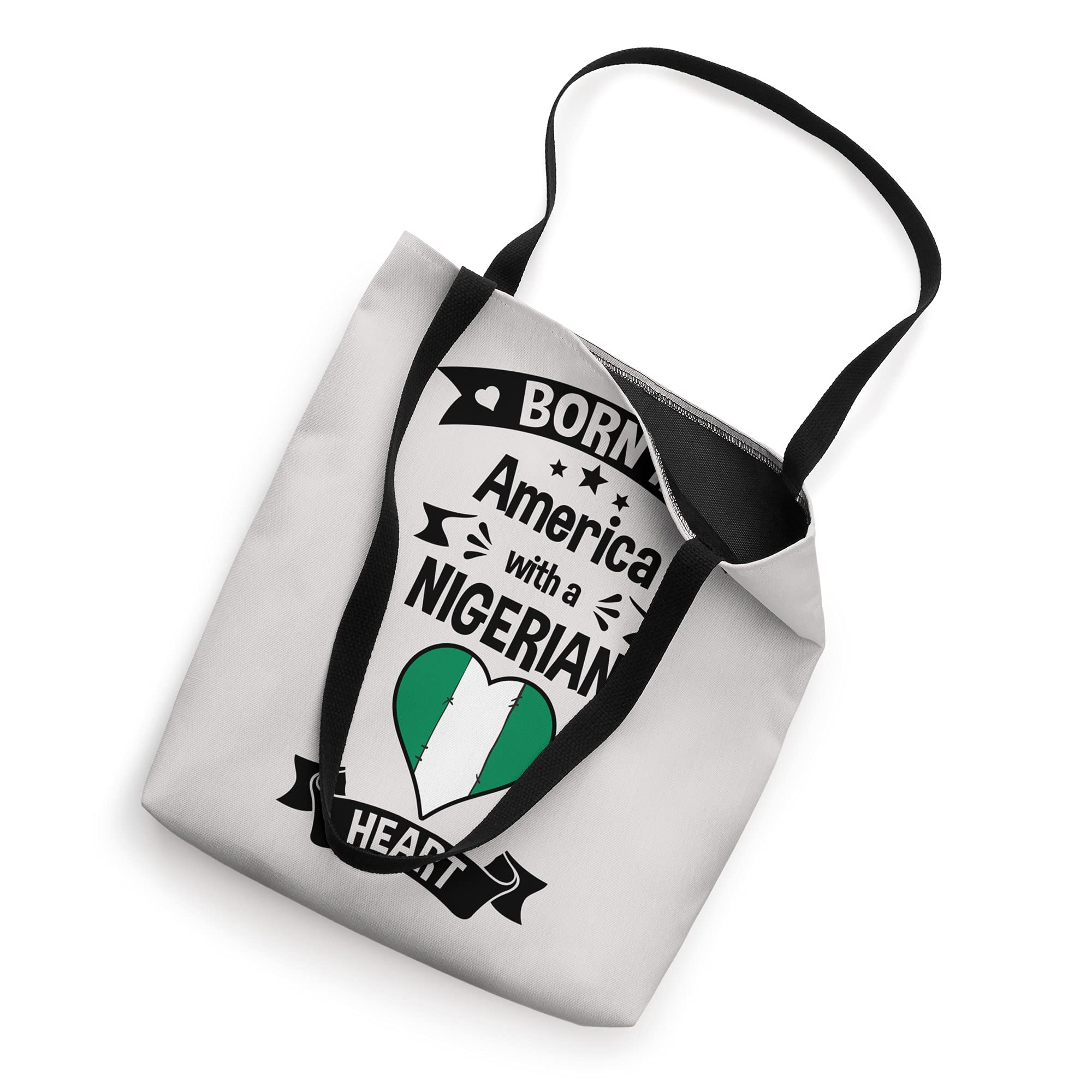 Born in America Nigeria Flag Tote Bag - Premium Cotton Reusable Shopping Bag for Groceries, Beach & Travel | Patriotic Nigerian Pride Gift