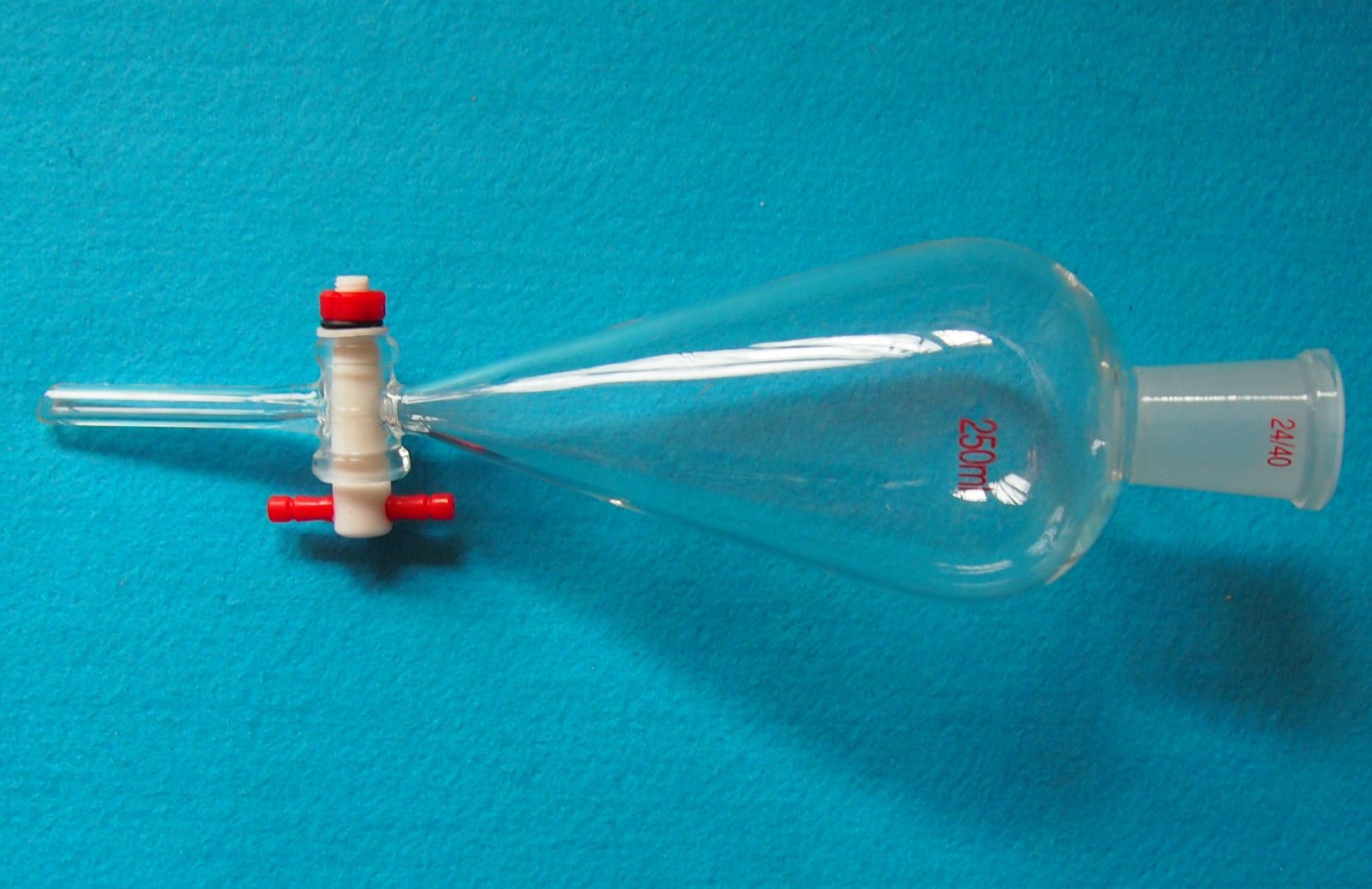 250ml 24/40 Glass Pear-Shaped Separatory Funnel with PTFE Stopcock & Straight Drop Tube - Ideal for Chemical Extraction, Lab Distillation & Essential Oil Separation