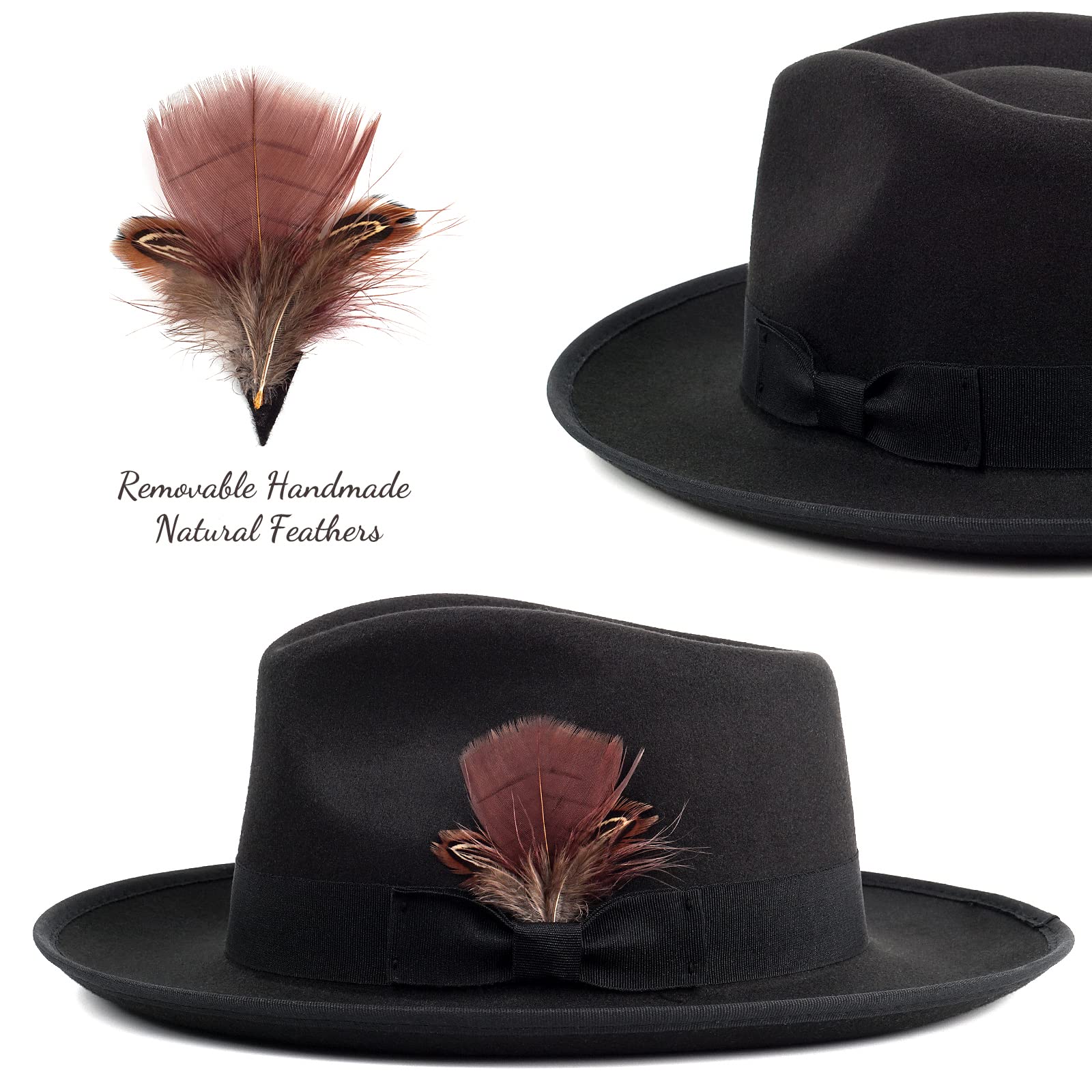 Stylish FADACHY Fedora Hat for Men & Women - Wide Brim Felt Dress Hat, Classic Panama Trilby - Perfect for Outdoor Events, Weddings & Fashion Accessories