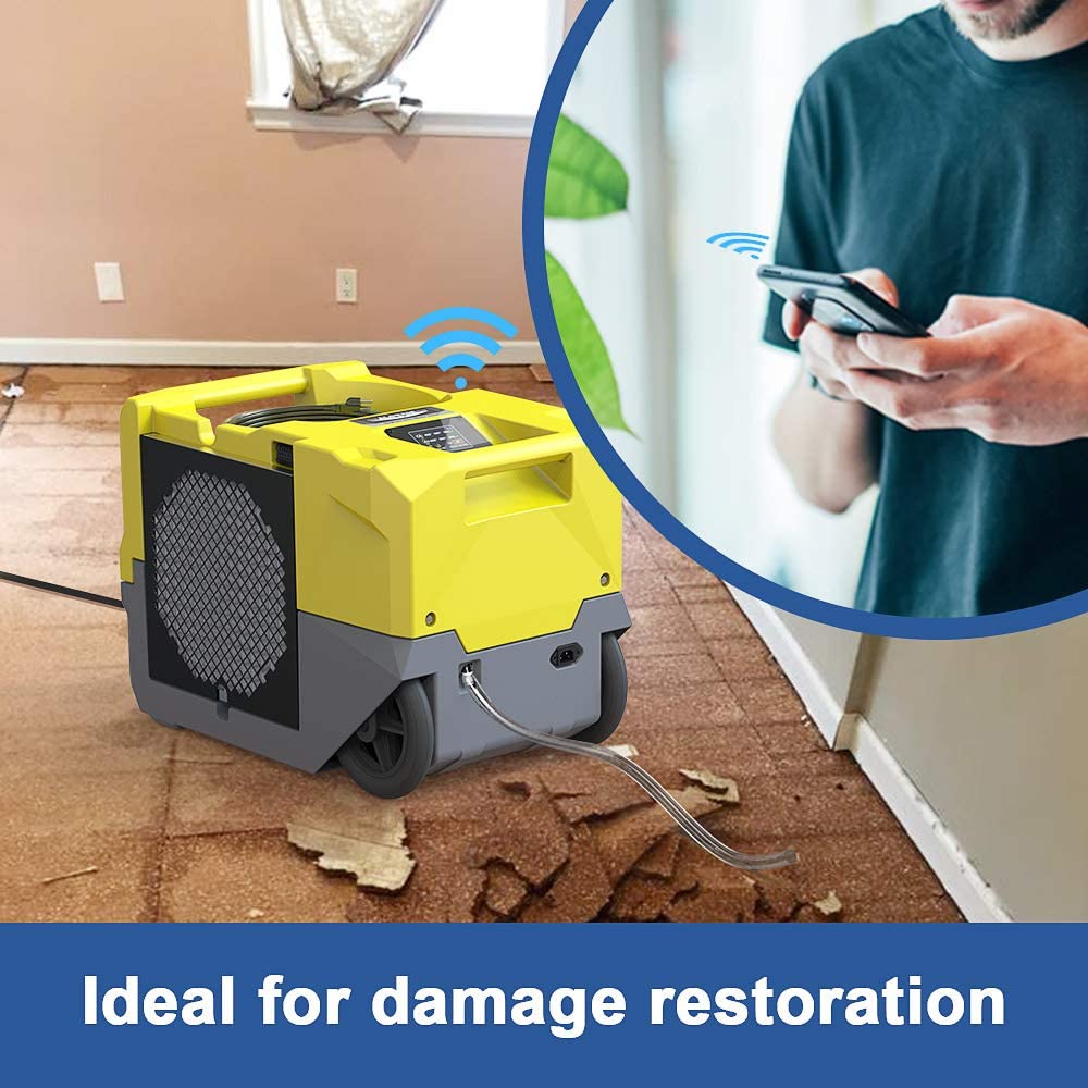 AlorAir Storm SLGR 1250X WiFi Commercial Dehumidifier - 125 Pints Smart App Control, Yellow - Ideal for Basements, Warehouses & Large Spaces