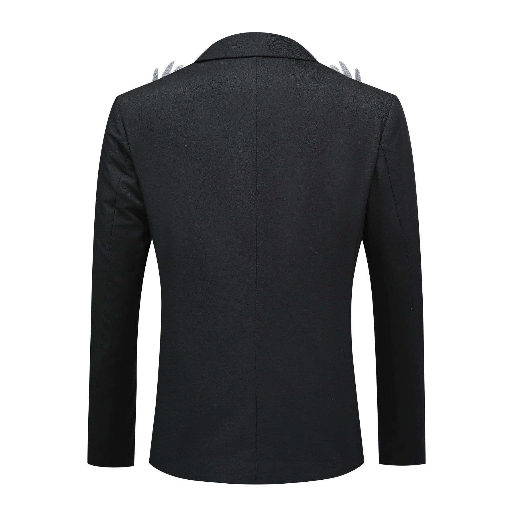 Elegant Black Blazer Dress with Pink Wings & Floral Embroidery - Women's Fashion Office Wear & Party Outfit