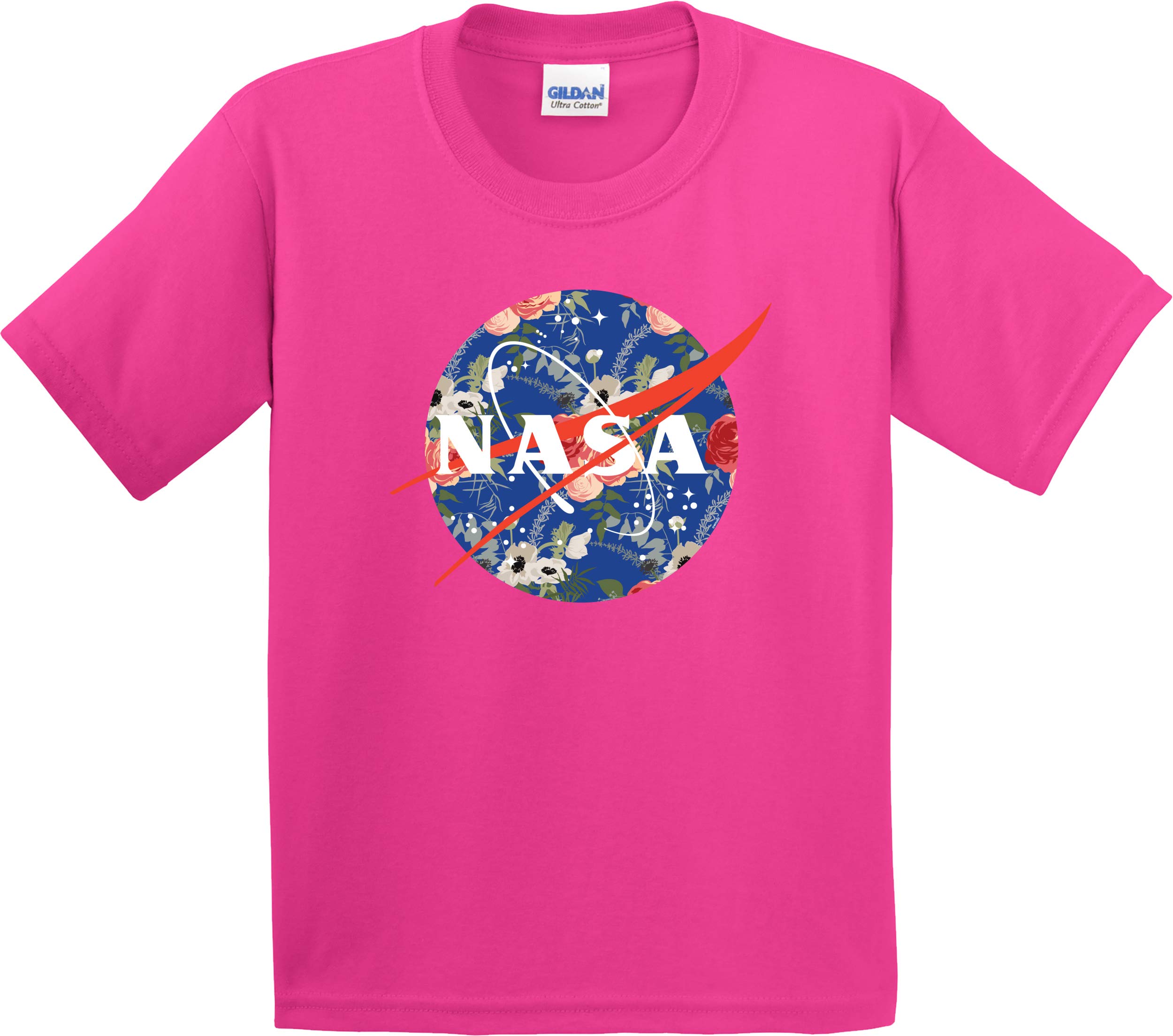 Floral Color Lunar NASA Logo T-Shirt for Men & Women - Space Themed Graphic Tee for Astronomy Fans, Casual Wear & Gift Ideas